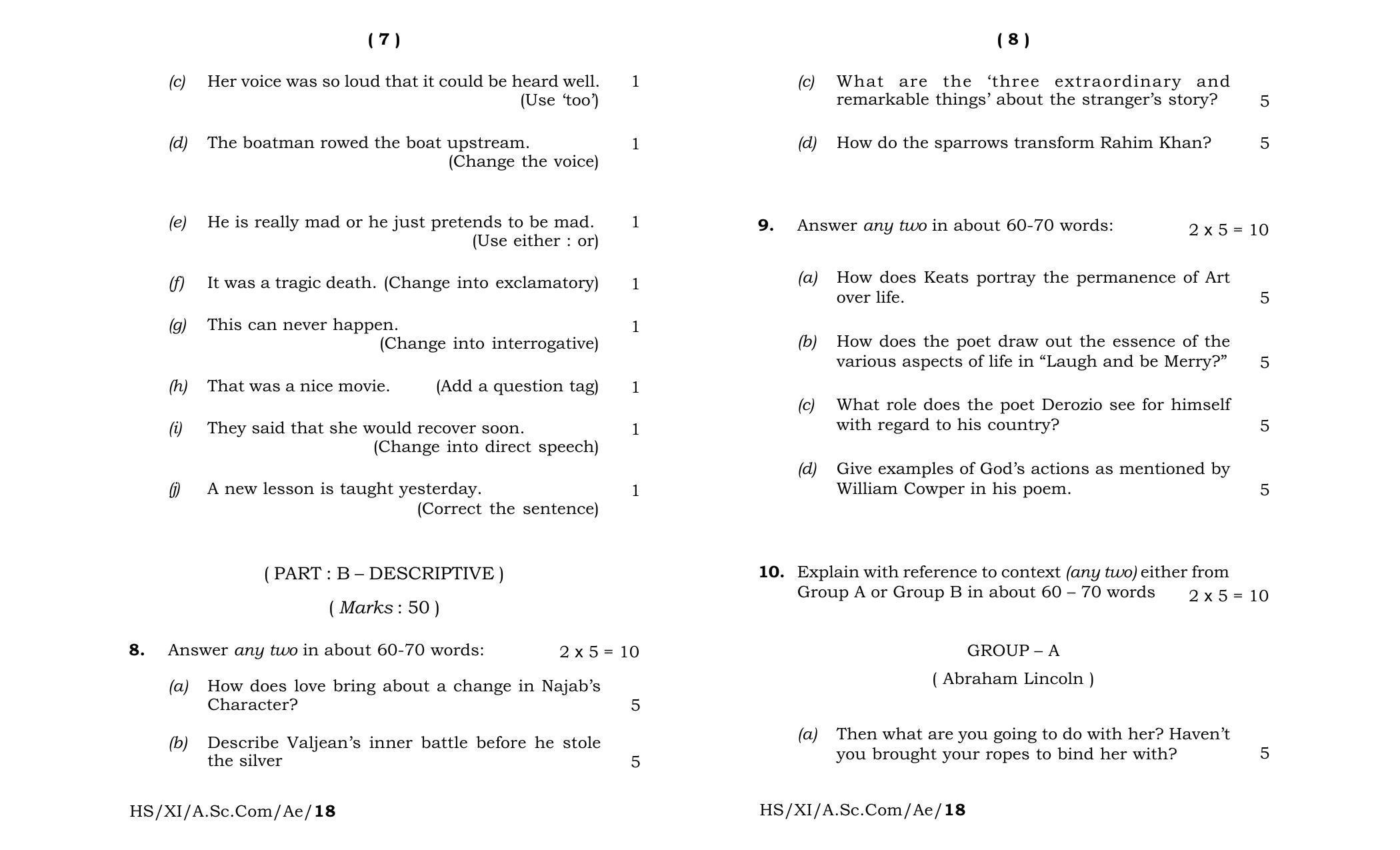 Meghalaya Board (MBOSE) Class 11 Alternative_English 2018 Question Paper - Page 4