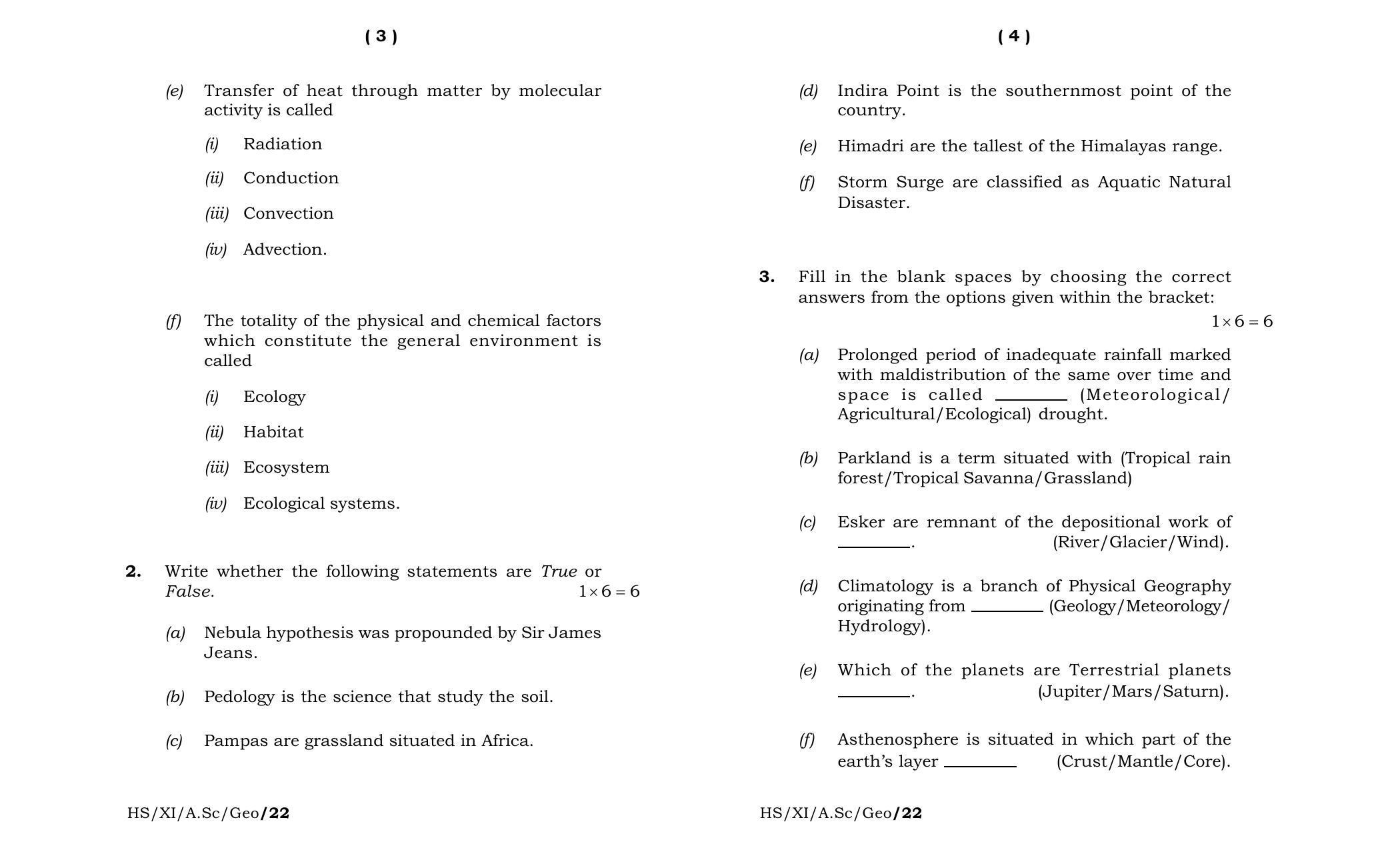 Meghalaya Board (MBOSE) Class 11 Geography (theory) 2022 Question Paper - Page 2