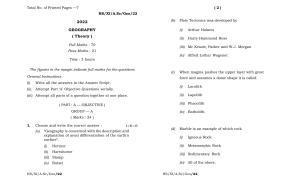 Meghalaya Board (MBOSE) Class 11 Geography (theory) 2022 Question Paper