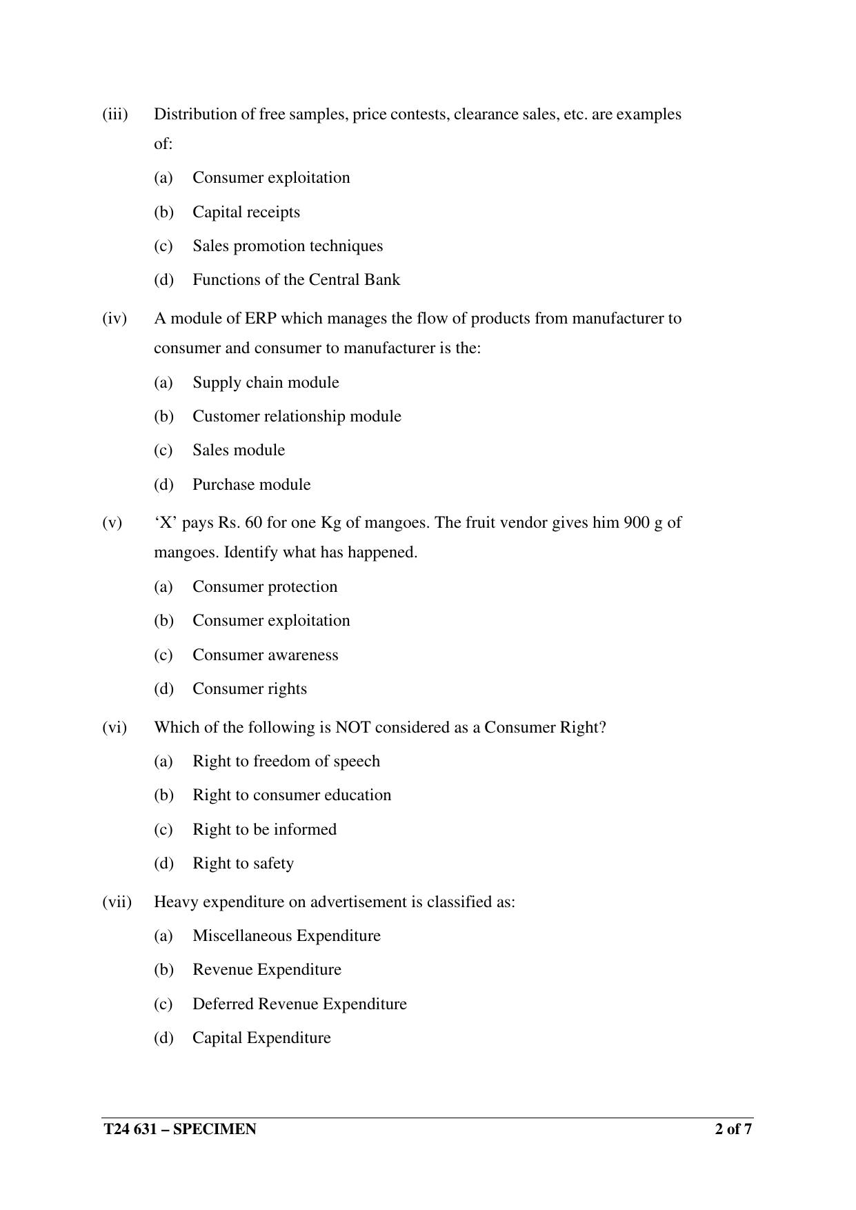 ICSE Class 10  2024 Commercial Studies Sample Paper - Page 2