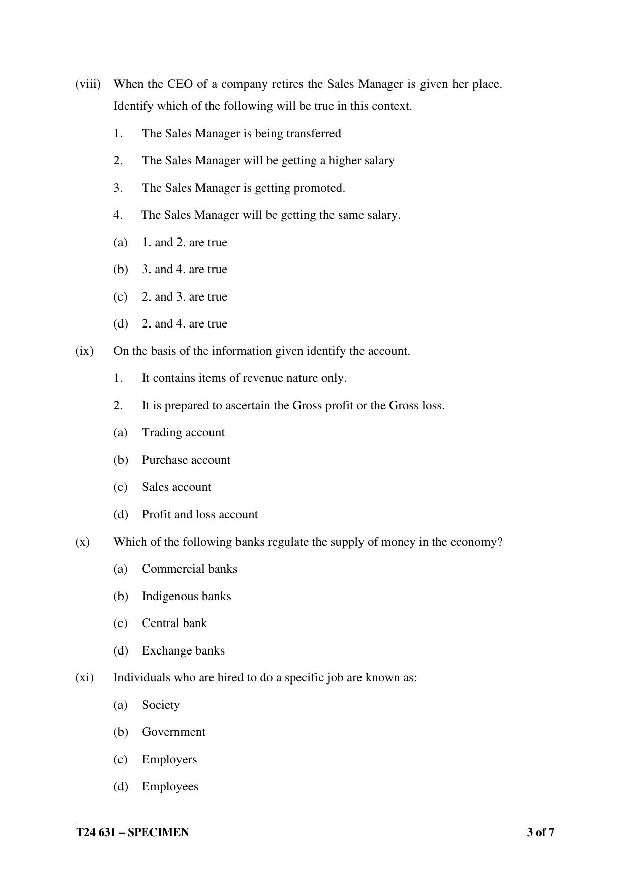 ICSE Class 10  2024 Commercial Studies Sample Paper - Page 3
