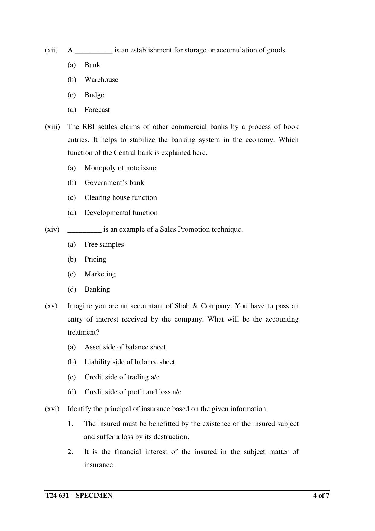 ICSE Class 10  2024 Commercial Studies Sample Paper - Page 4