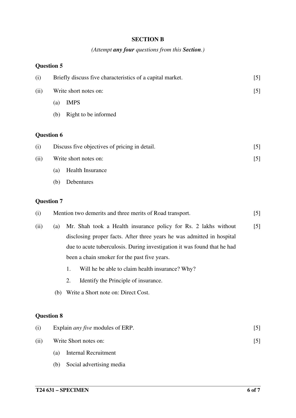 ICSE Class 10  2024 Commercial Studies Sample Paper - Page 6