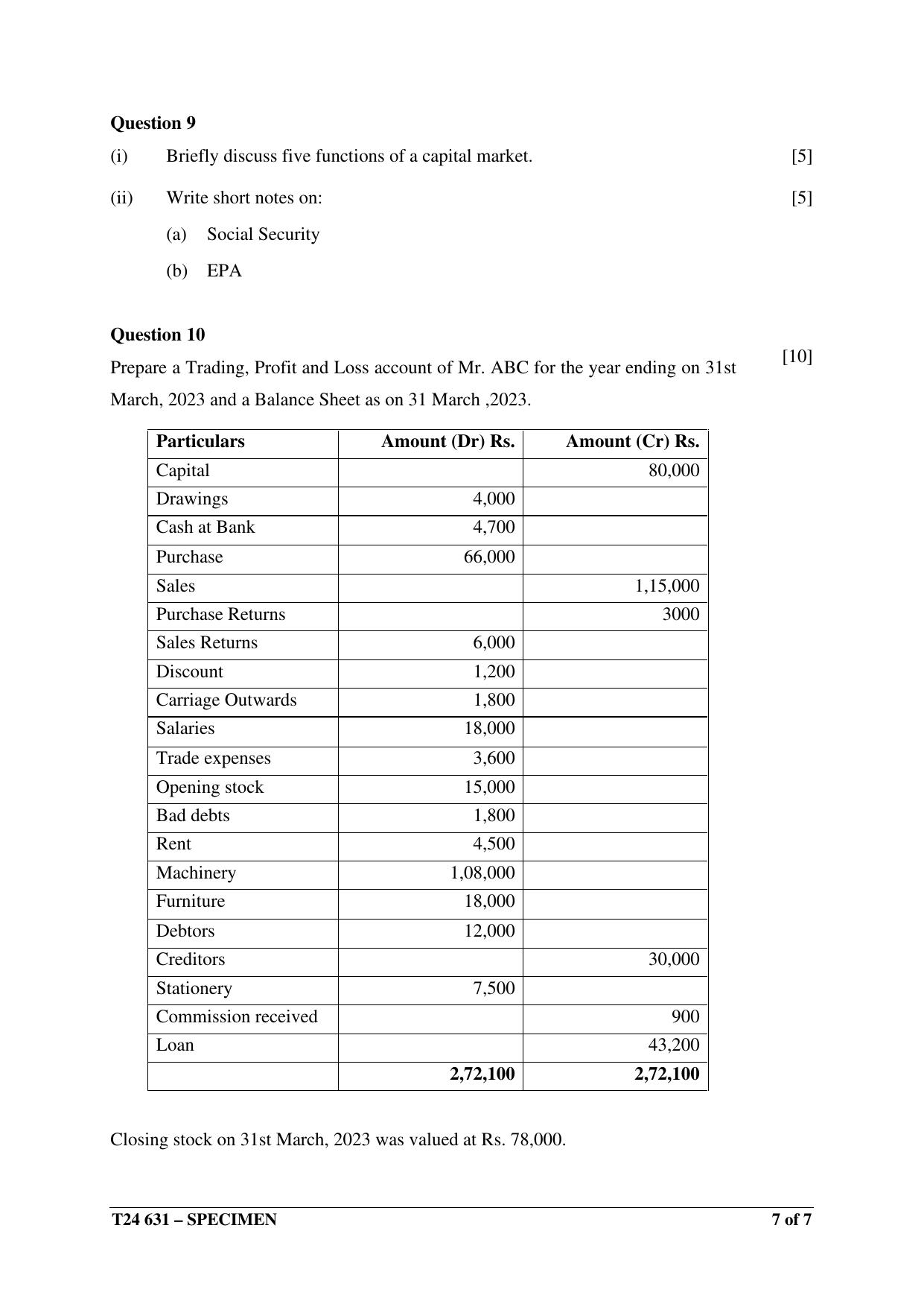 ICSE Class 10  2024 Commercial Studies Sample Paper - Page 7