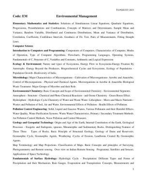 TS PGECET Environmental Management Syllabus