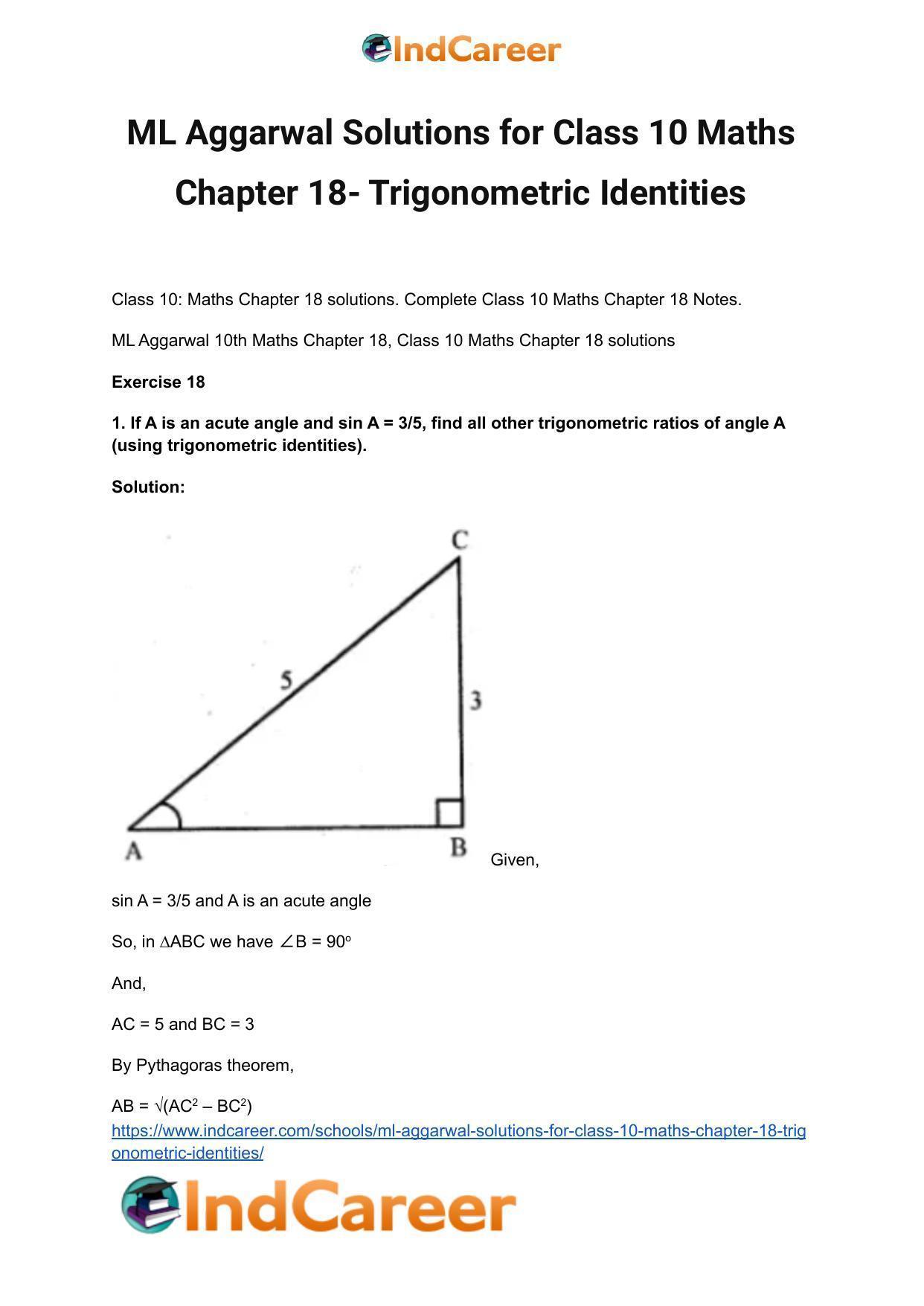 ML Aggarwal Solutions for Class 10 Maths Chapter 18- Trigonometric Identities - Page 2