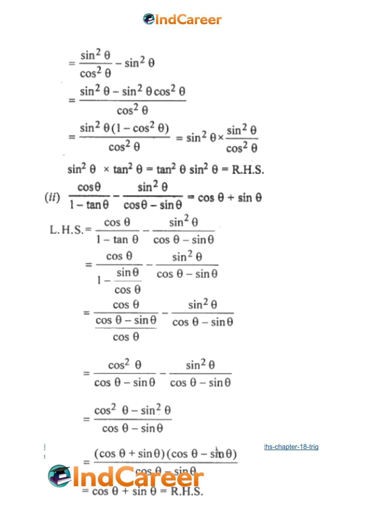 ML Aggarwal Solutions for Class 10 Maths Chapter 18- Trigonometric Identities - Page 25