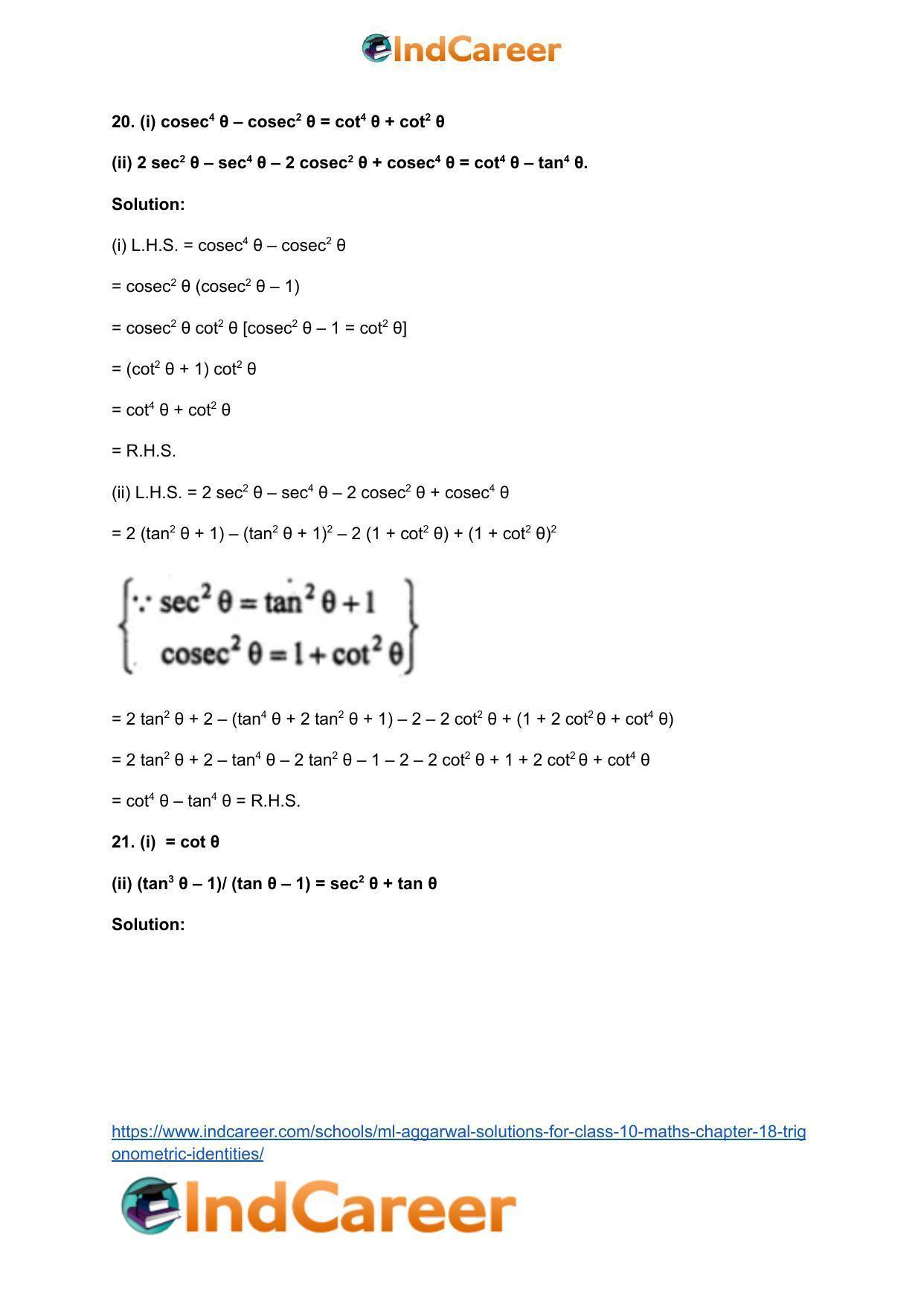 ML Aggarwal Solutions for Class 10 Maths Chapter 18- Trigonometric Identities - Page 26