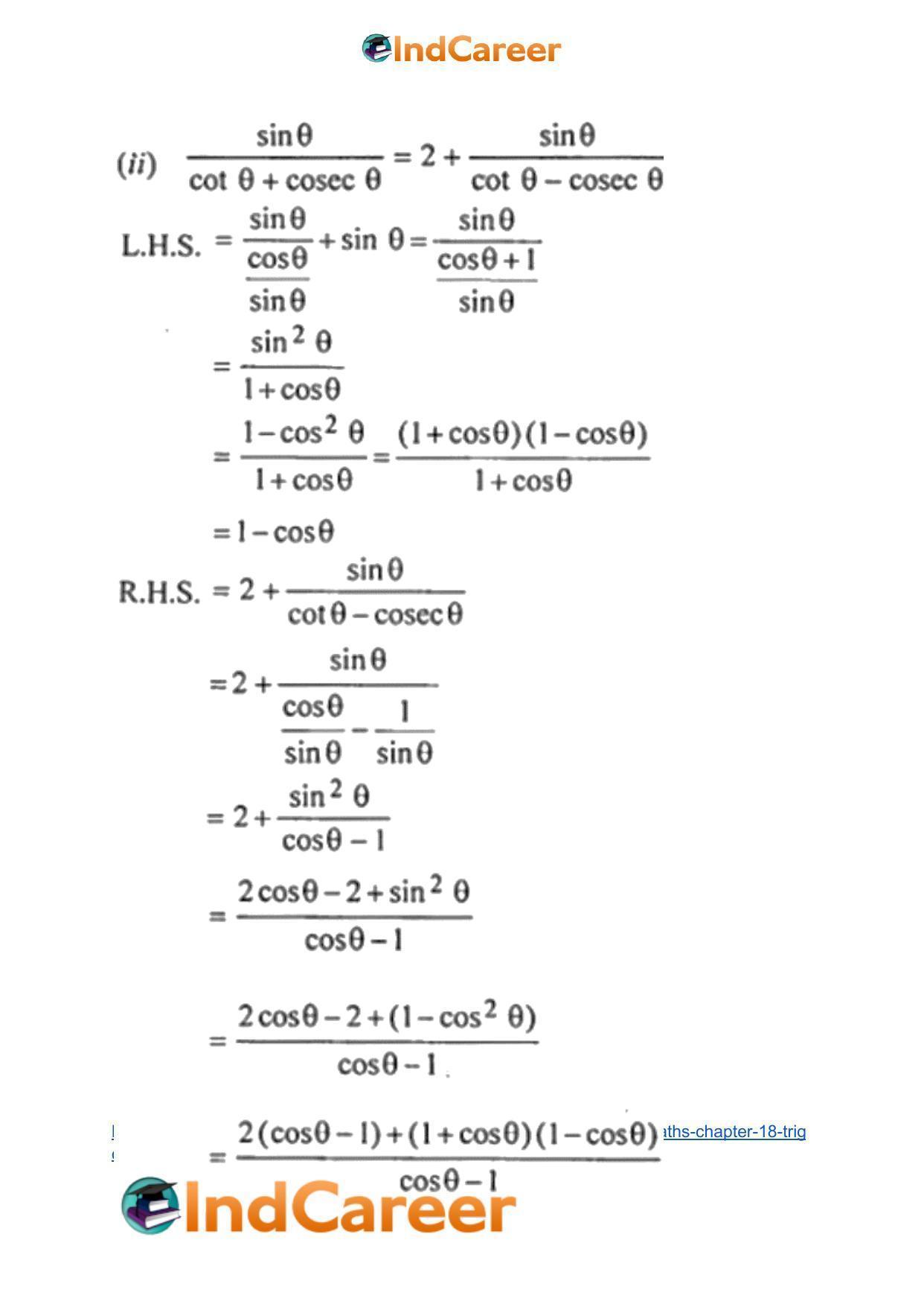 ML Aggarwal Solutions for Class 10 Maths Chapter 18- Trigonometric Identities - Page 40