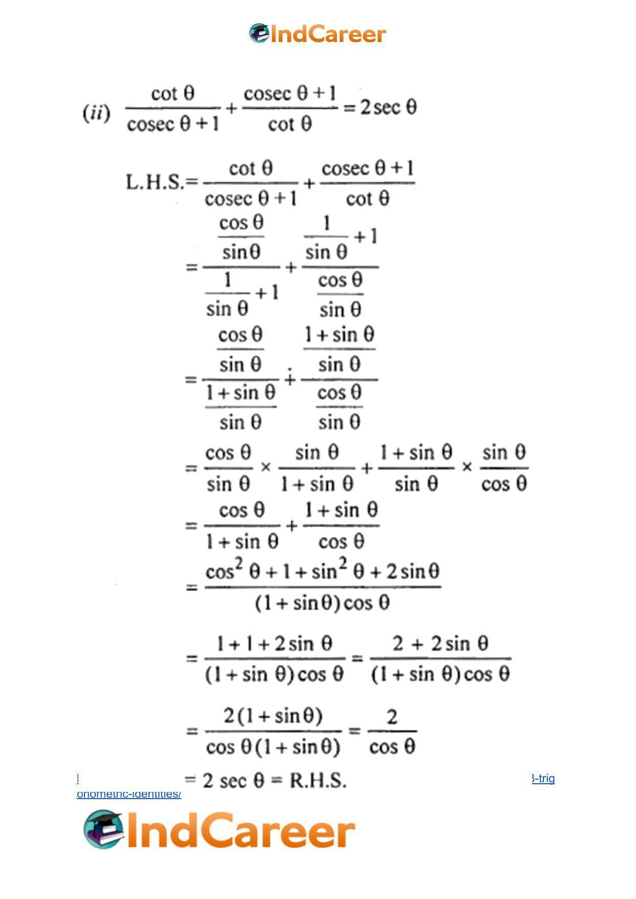 ML Aggarwal Solutions for Class 10 Maths Chapter 18- Trigonometric Identities - Page 61