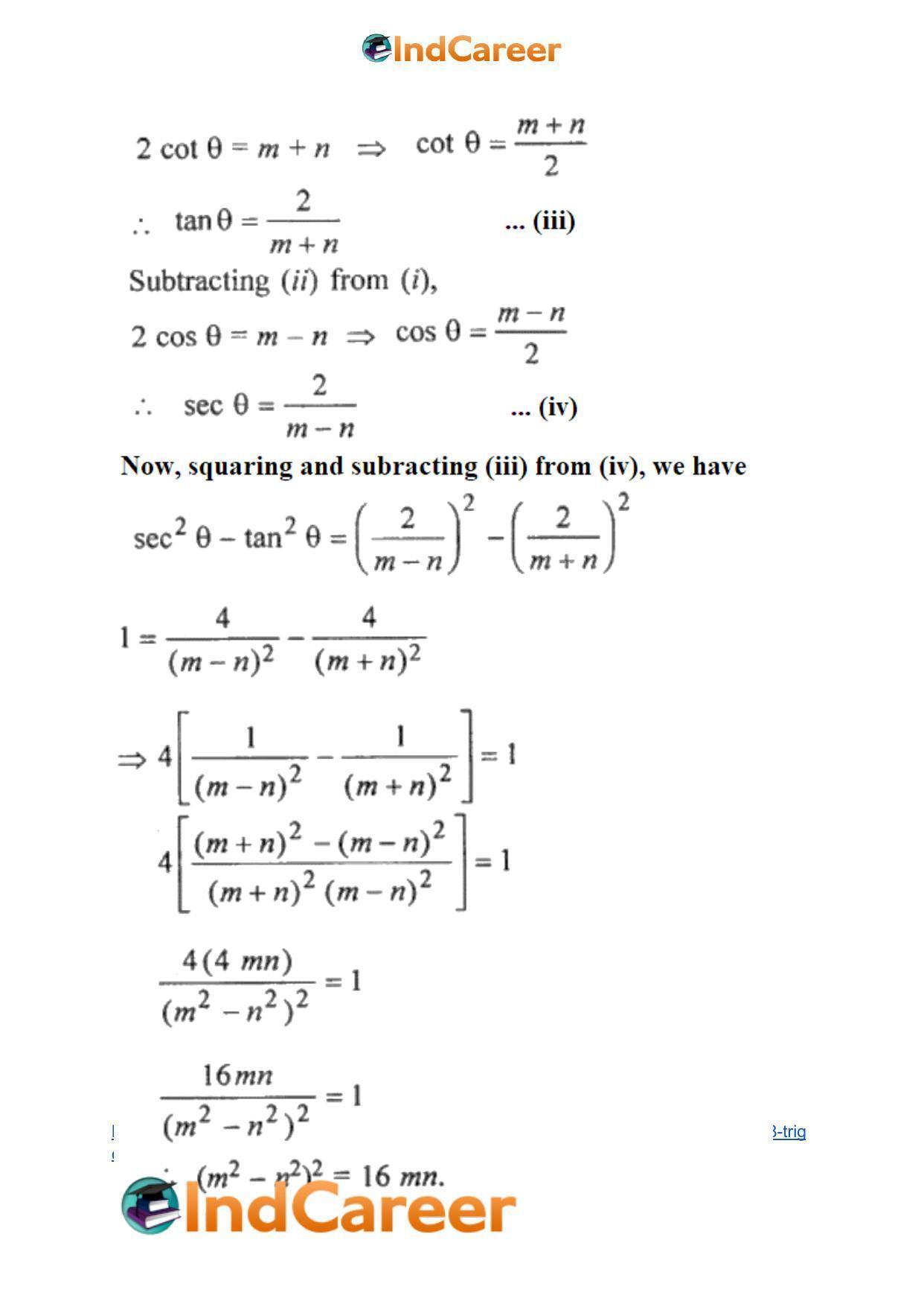 ML Aggarwal Solutions for Class 10 Maths Chapter 18- Trigonometric Identities - Page 74
