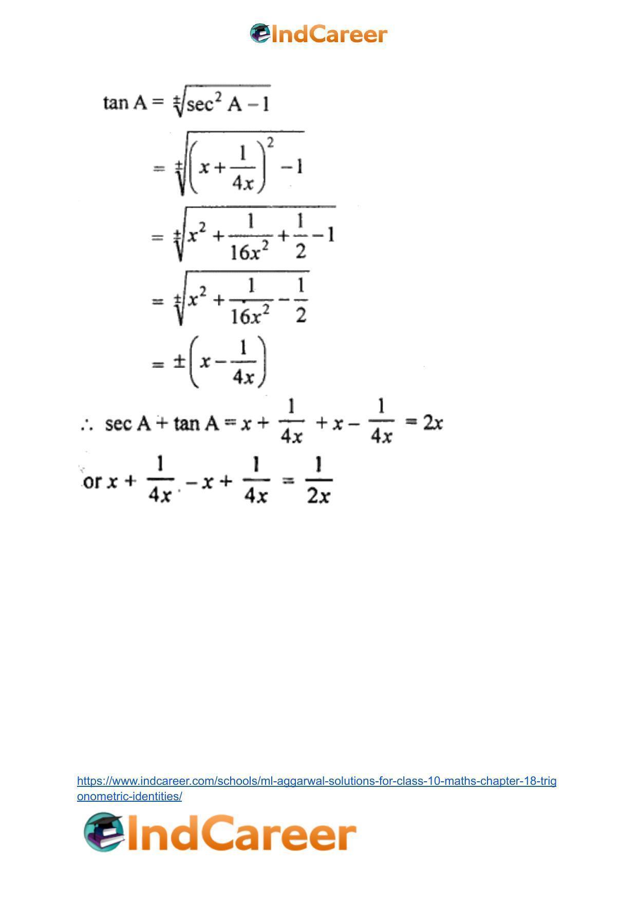 ML Aggarwal Solutions for Class 10 Maths Chapter 18- Trigonometric Identities - Page 79