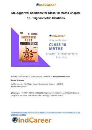 ML Aggarwal Solutions for Class 10 Maths Chapter 18- Trigonometric Identities