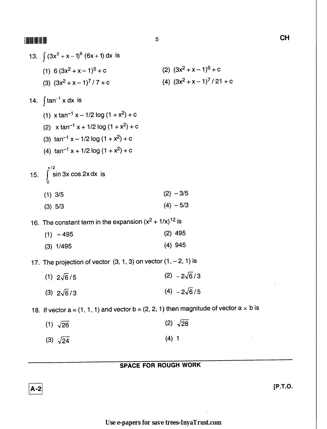 Karnataka Diploma CET- 2013 Chemical Engineering / Polymer Technology Question Paper - Page 5