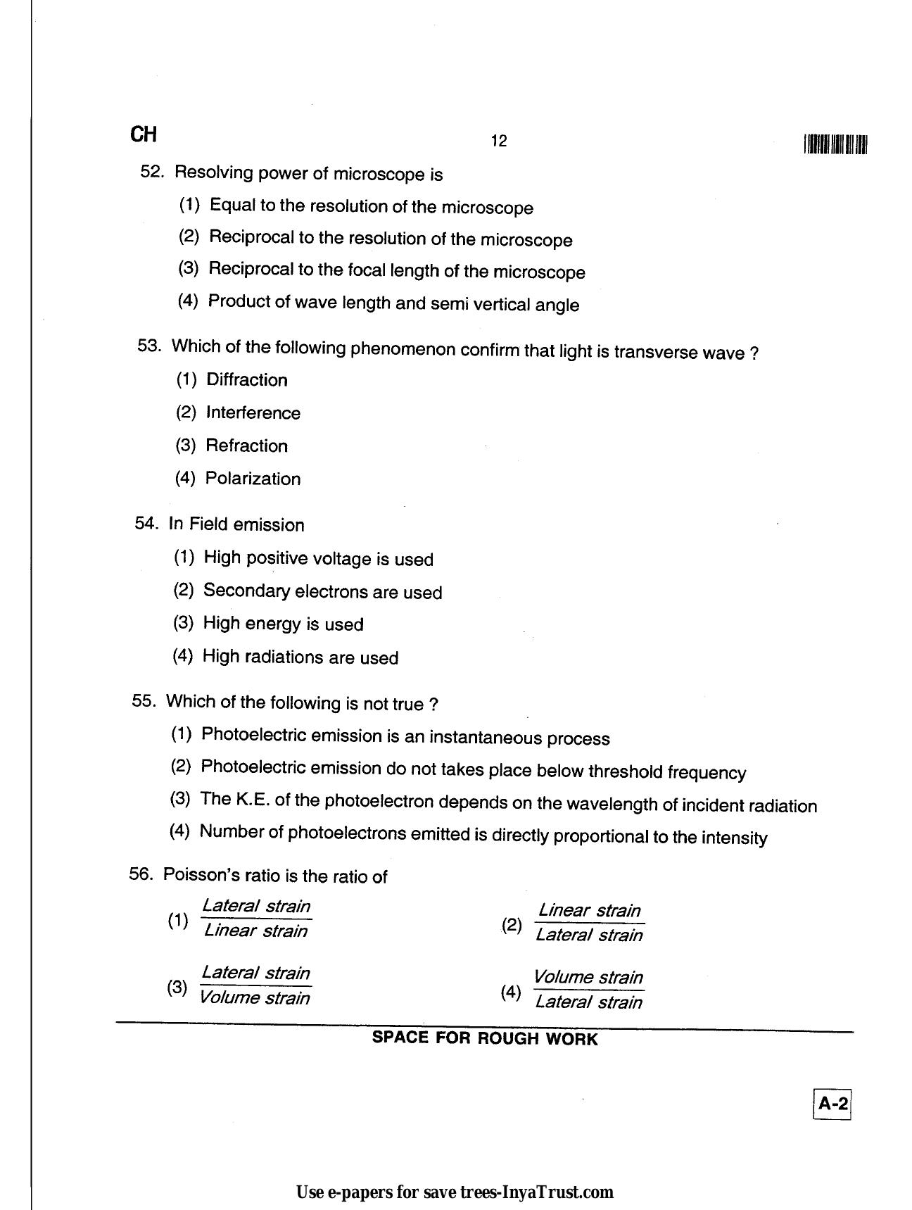 Karnataka Diploma CET- 2013 Chemical Engineering / Polymer Technology Question Paper - Page 12