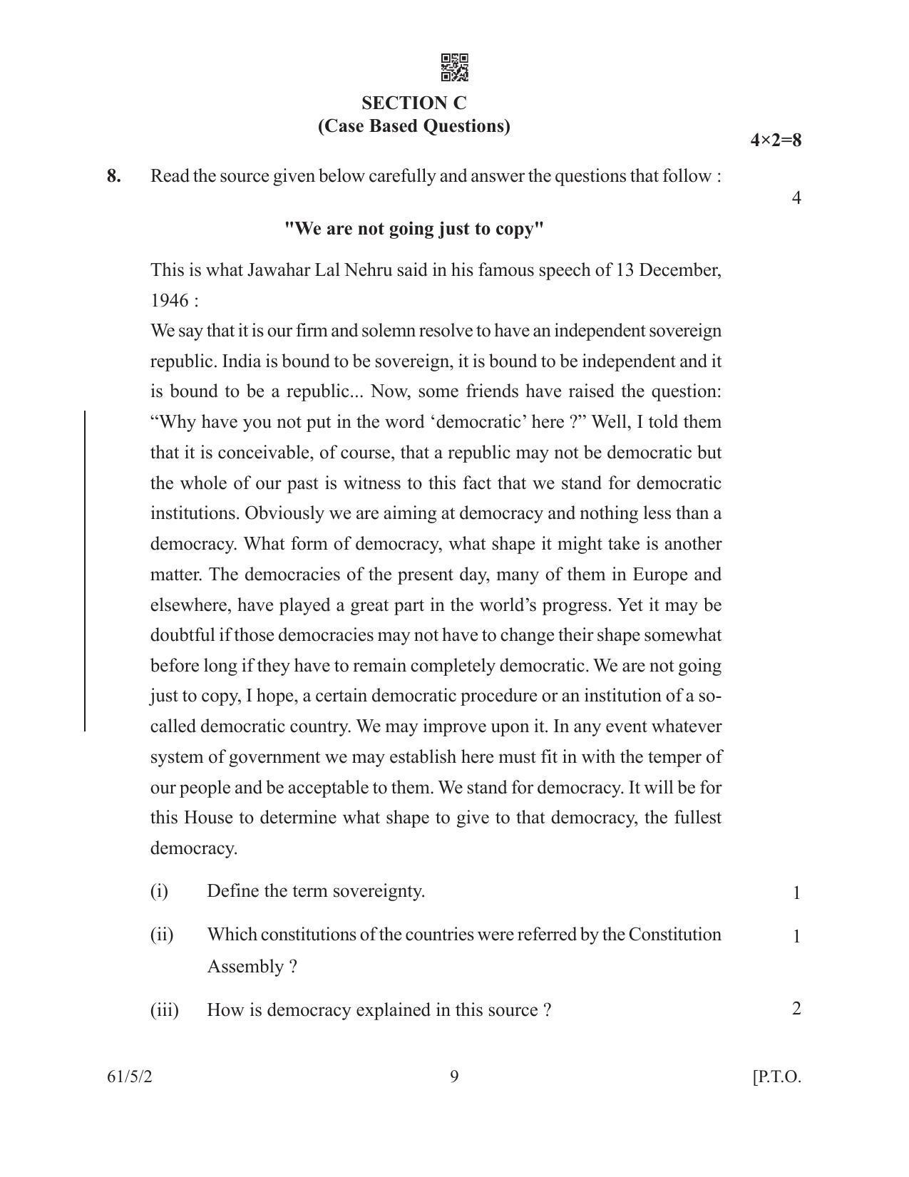 CBSE Class 12 61-5-2 History 2022 Question Paper - Page 9