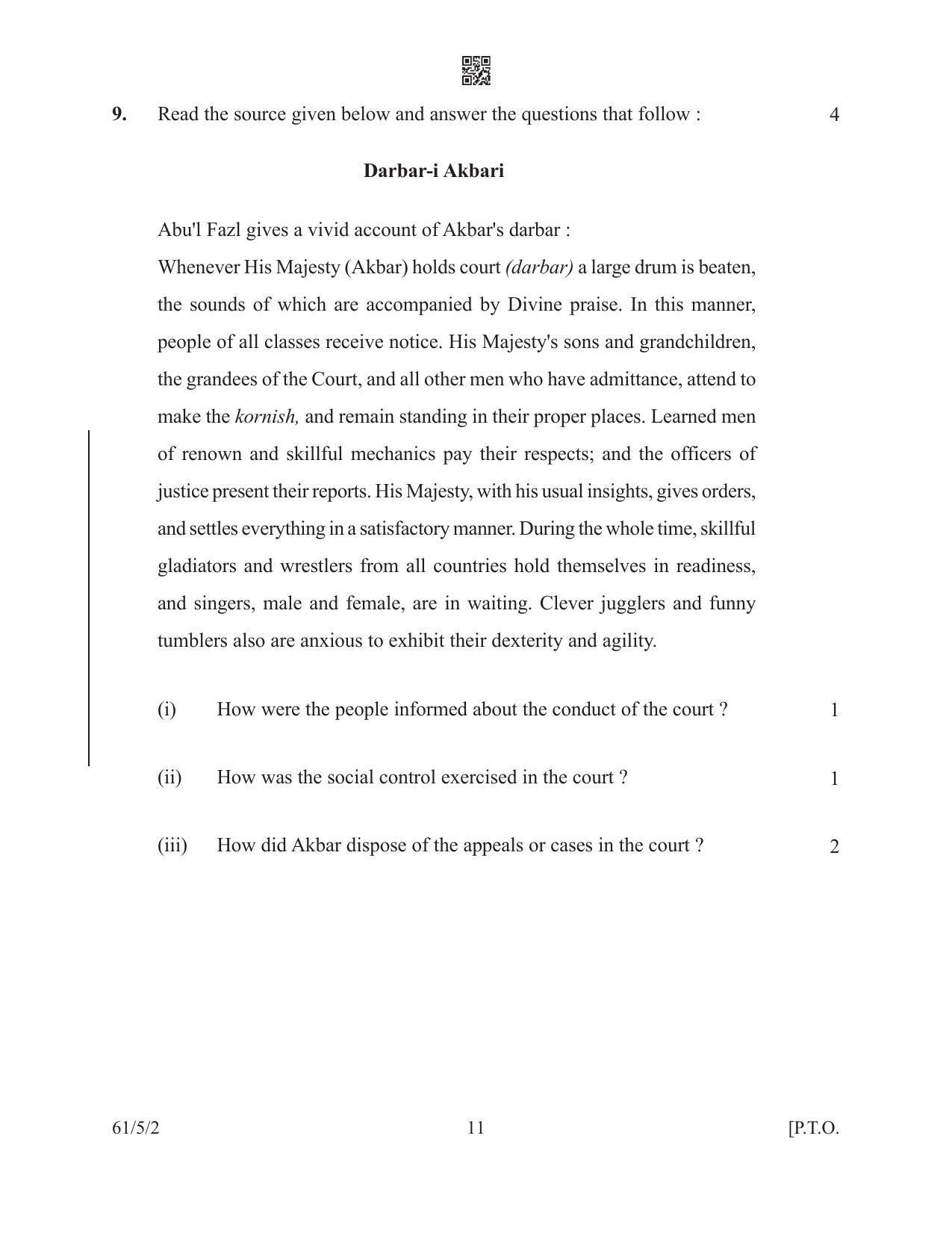 CBSE Class 12 61-5-2 History 2022 Question Paper - Page 11
