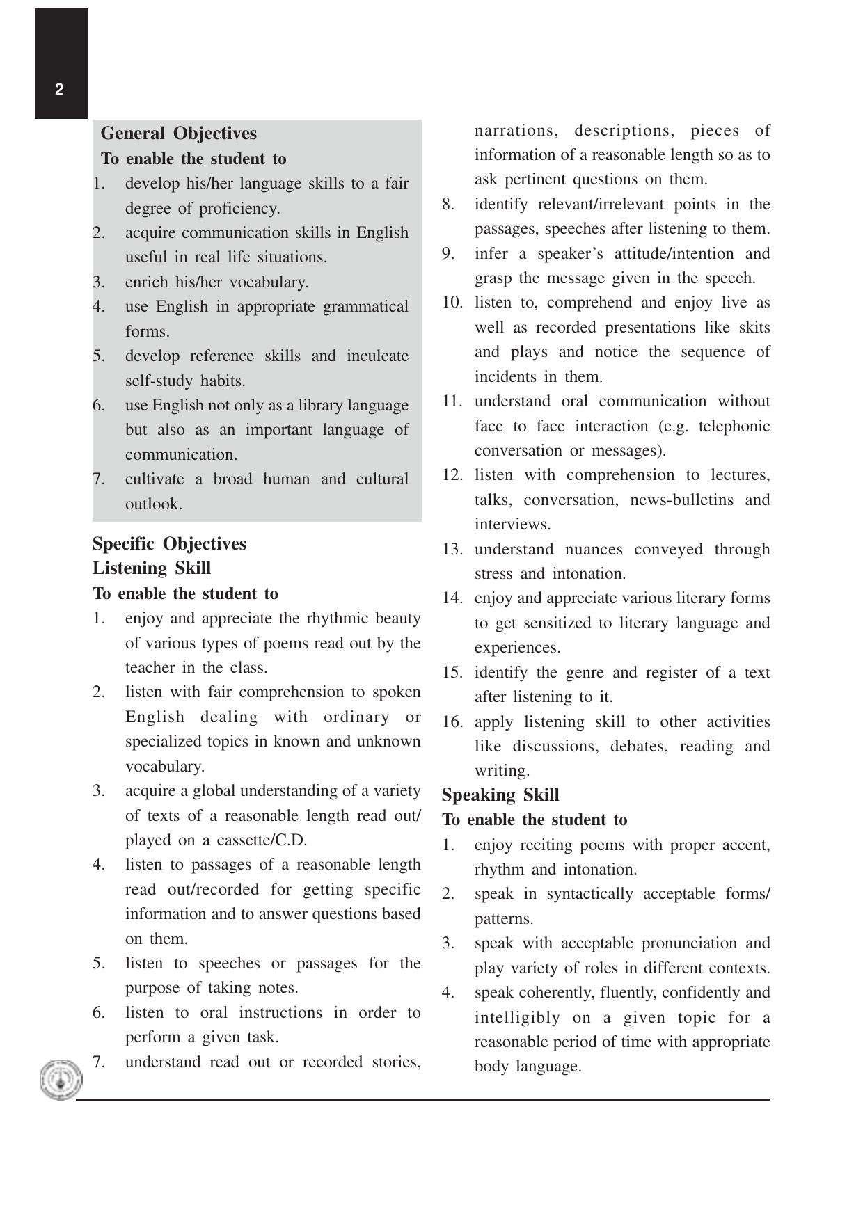Maharashtra HSC English Syllabus  - Page 2