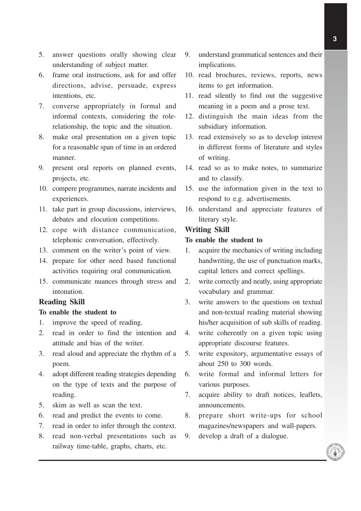 Maharashtra HSC English Syllabus  - Page 3