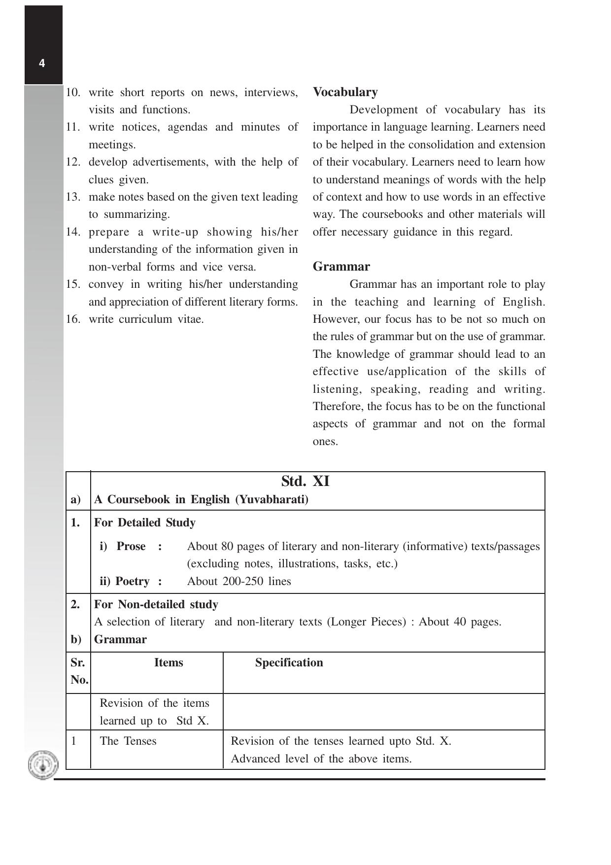Maharashtra HSC English Syllabus  - Page 4