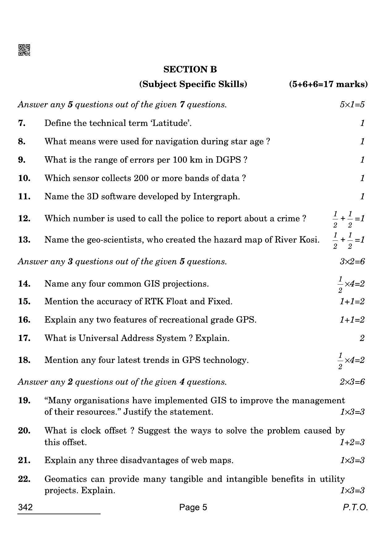 CBSE Class 12 342 Geospatial Technology 2022 Compartment Question Paper - Page 5
