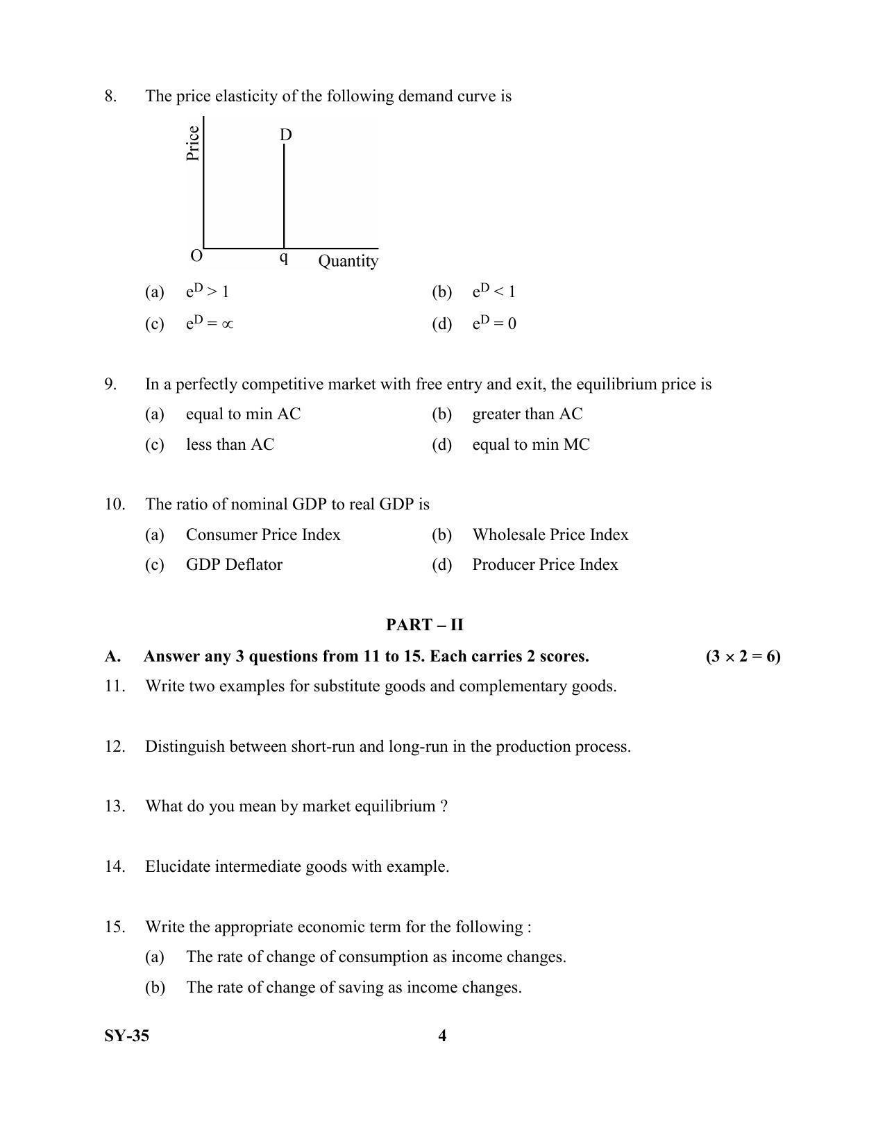 Kerala Plus Two Question Paper 2022 - Economics - Page 4