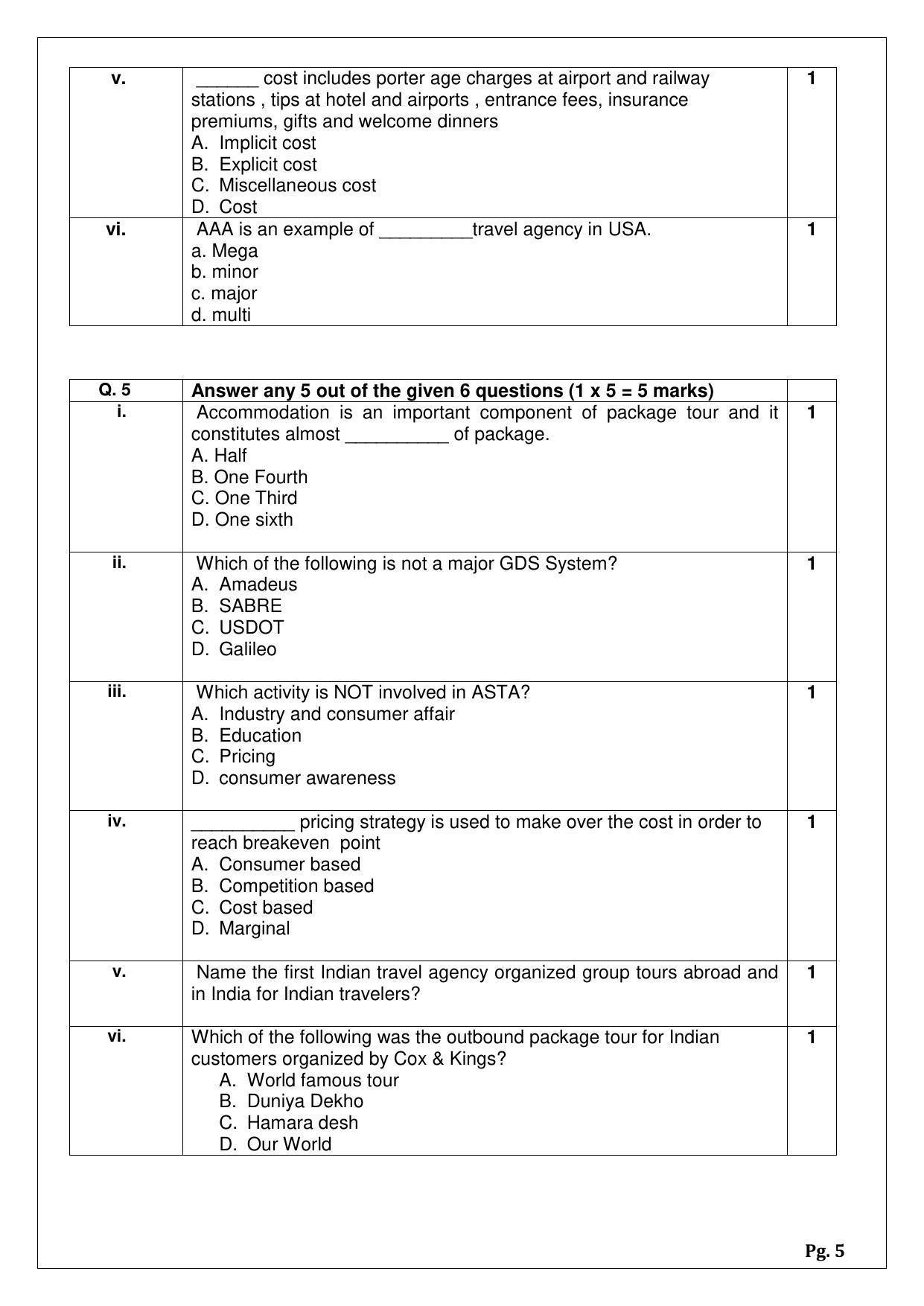 CBSE Class 12 Tourism (Skill Education) Sample Papers 2023 - Page 5