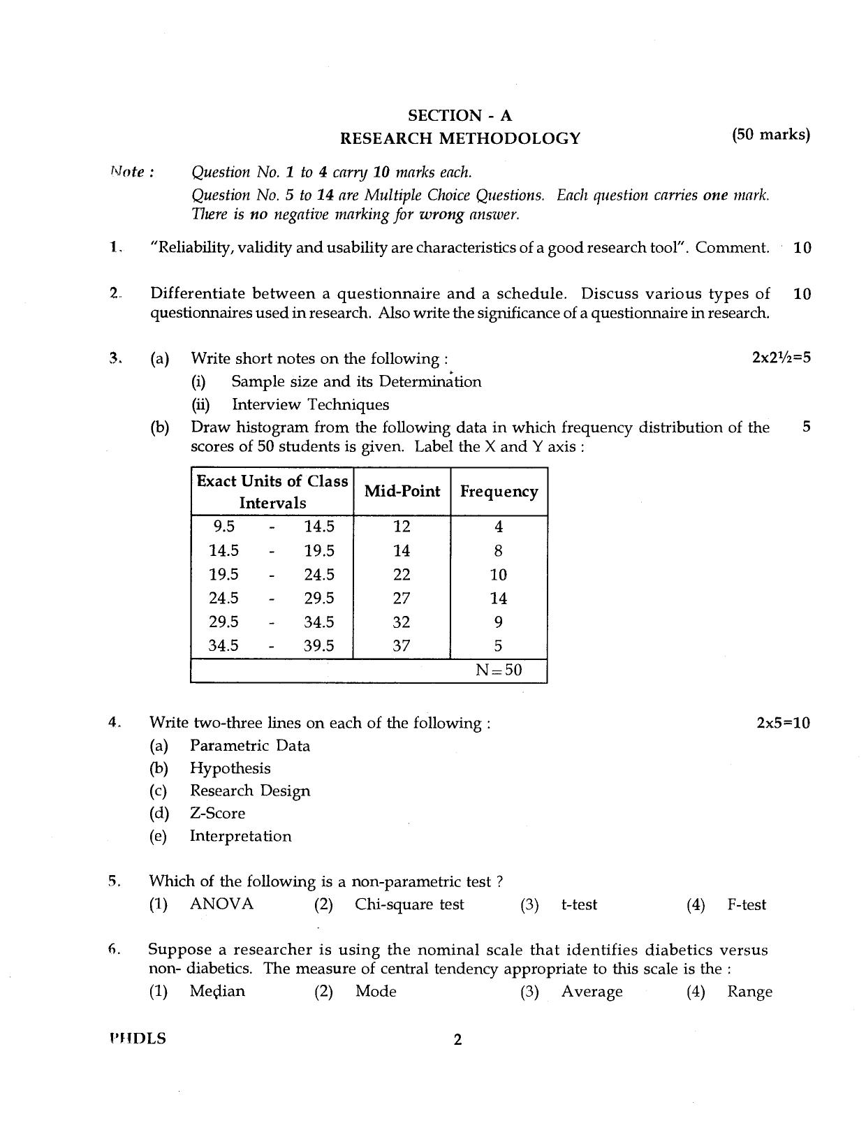IGNOU PhD Entrance Test Ph.D Life Science 2016 Question Paper - Page 2