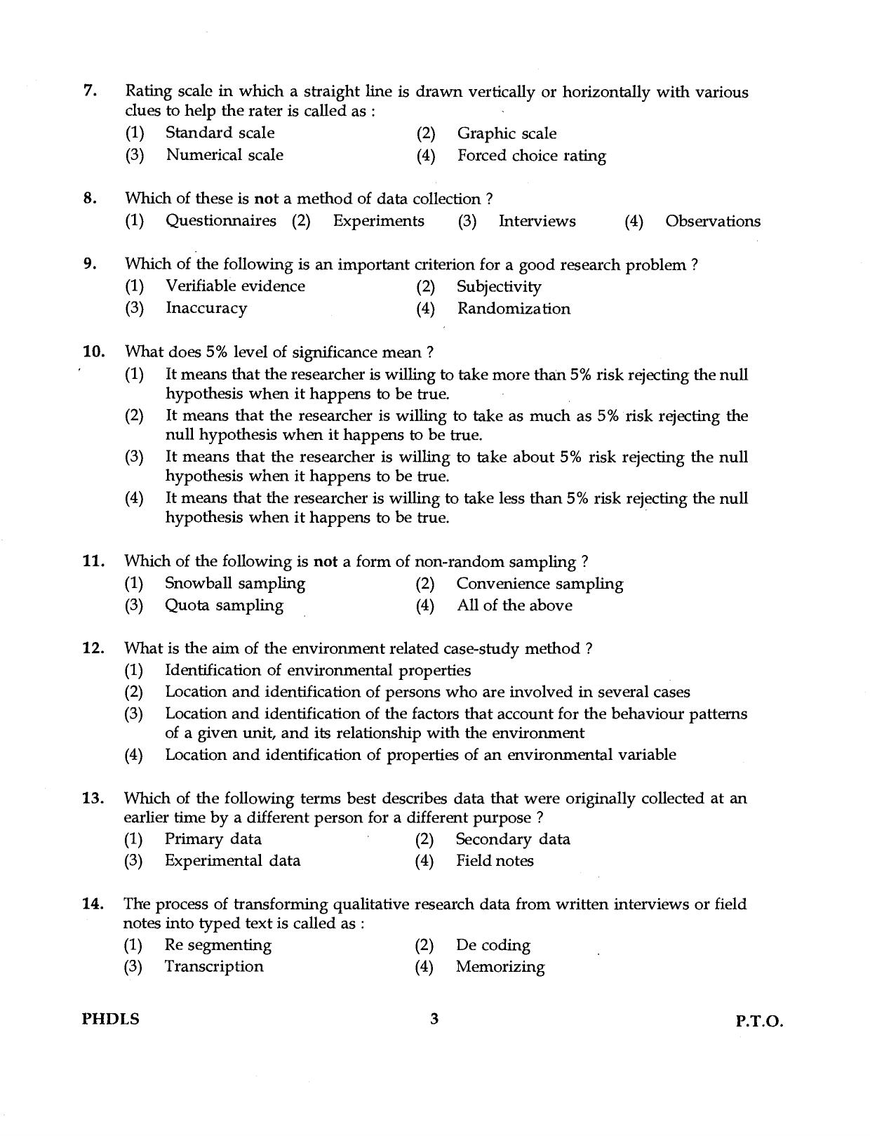 IGNOU PhD Entrance Test Ph.D Life Science 2016 Question Paper - Page 3