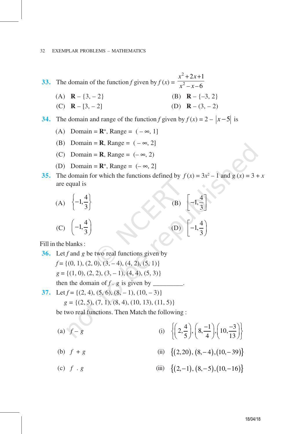 NCERT Exemplar Book for Class 11 Maths: Chapter 2 Relations and Functions - Page 14