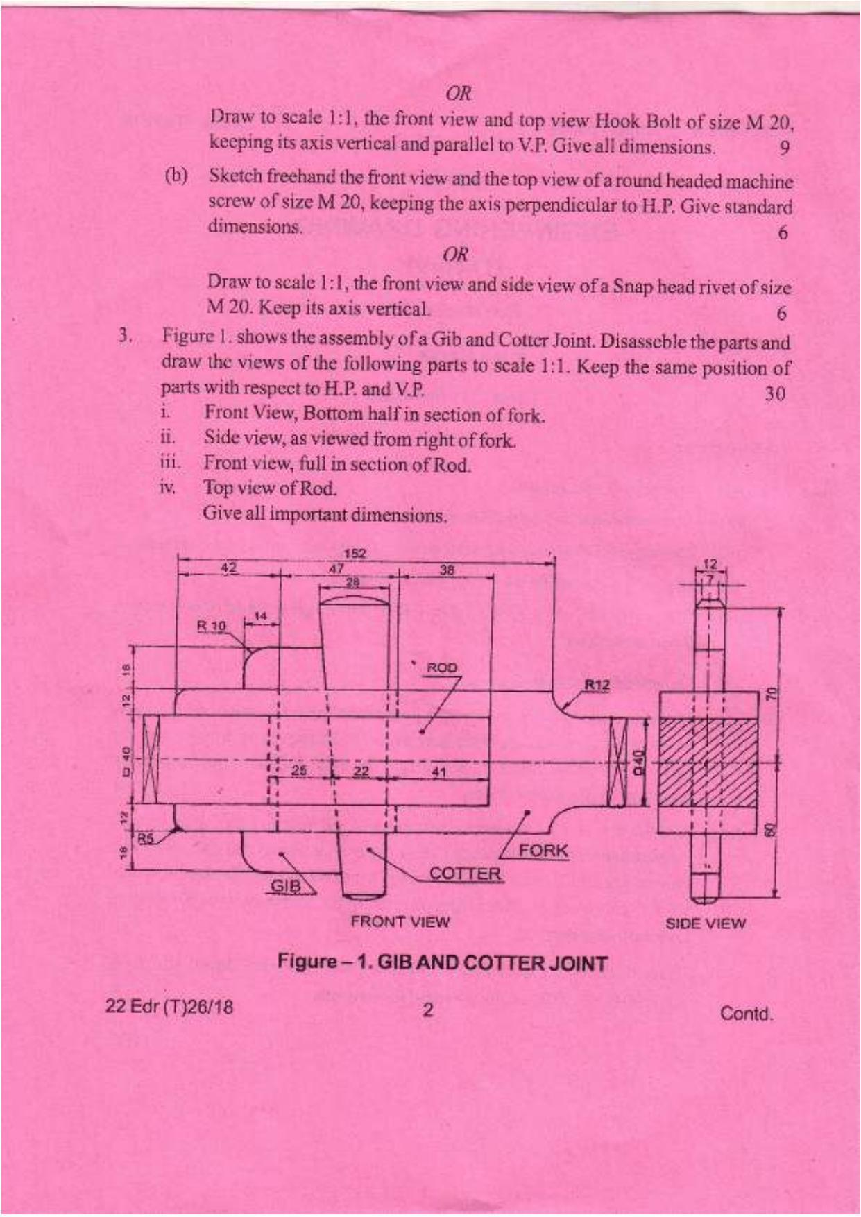 COHSEM Class 12 Engineering Drawing 2018 Question Papers - Page 2