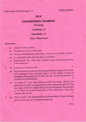COHSEM Class 12 Engineering Drawing 2018 Question Papers