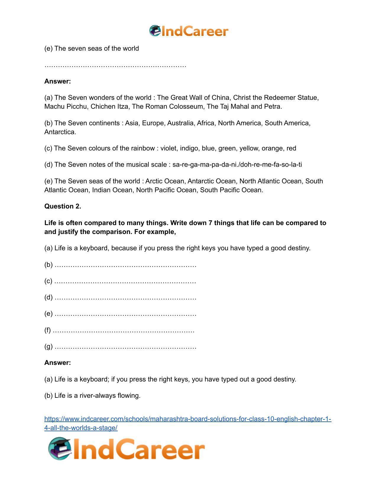 Maharashtra Board Solutions for Class 10- English: Chapter 1.4- All the World’s a Stage - Page 3