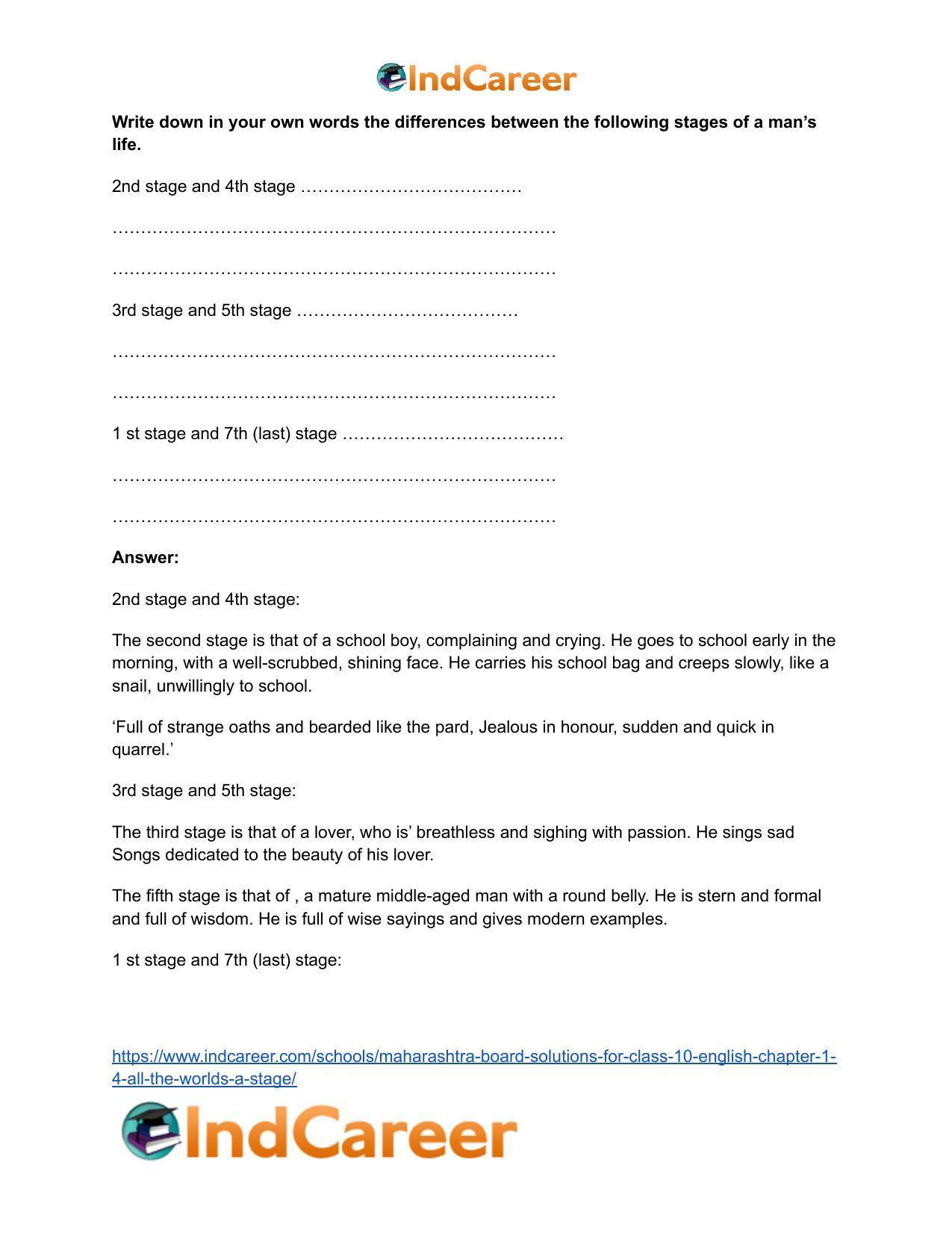 Maharashtra Board Solutions for Class 10- English: Chapter 1.4- All the World’s a Stage - Page 7