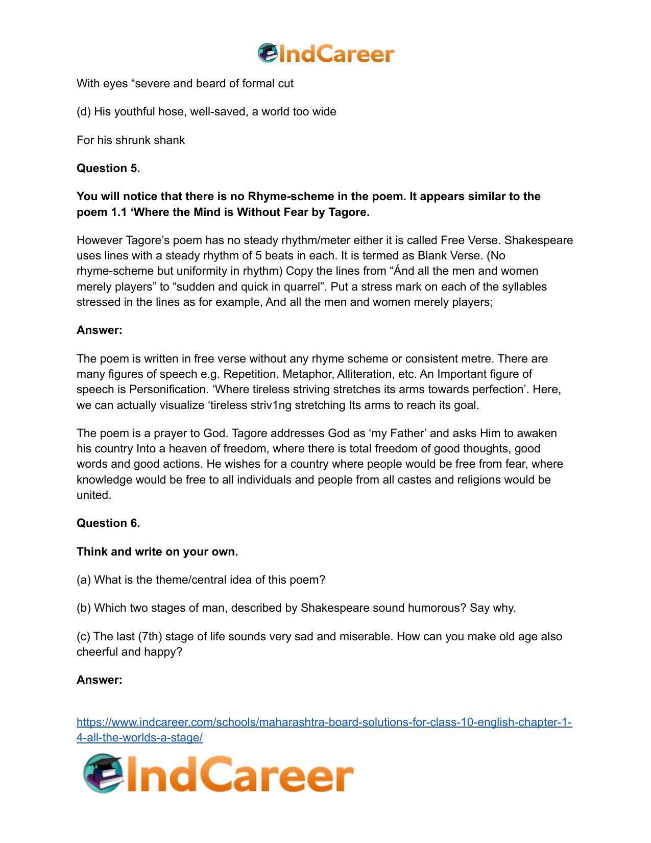 Maharashtra Board Solutions for Class 10- English: Chapter 1.4- All the World’s a Stage - Page 9
