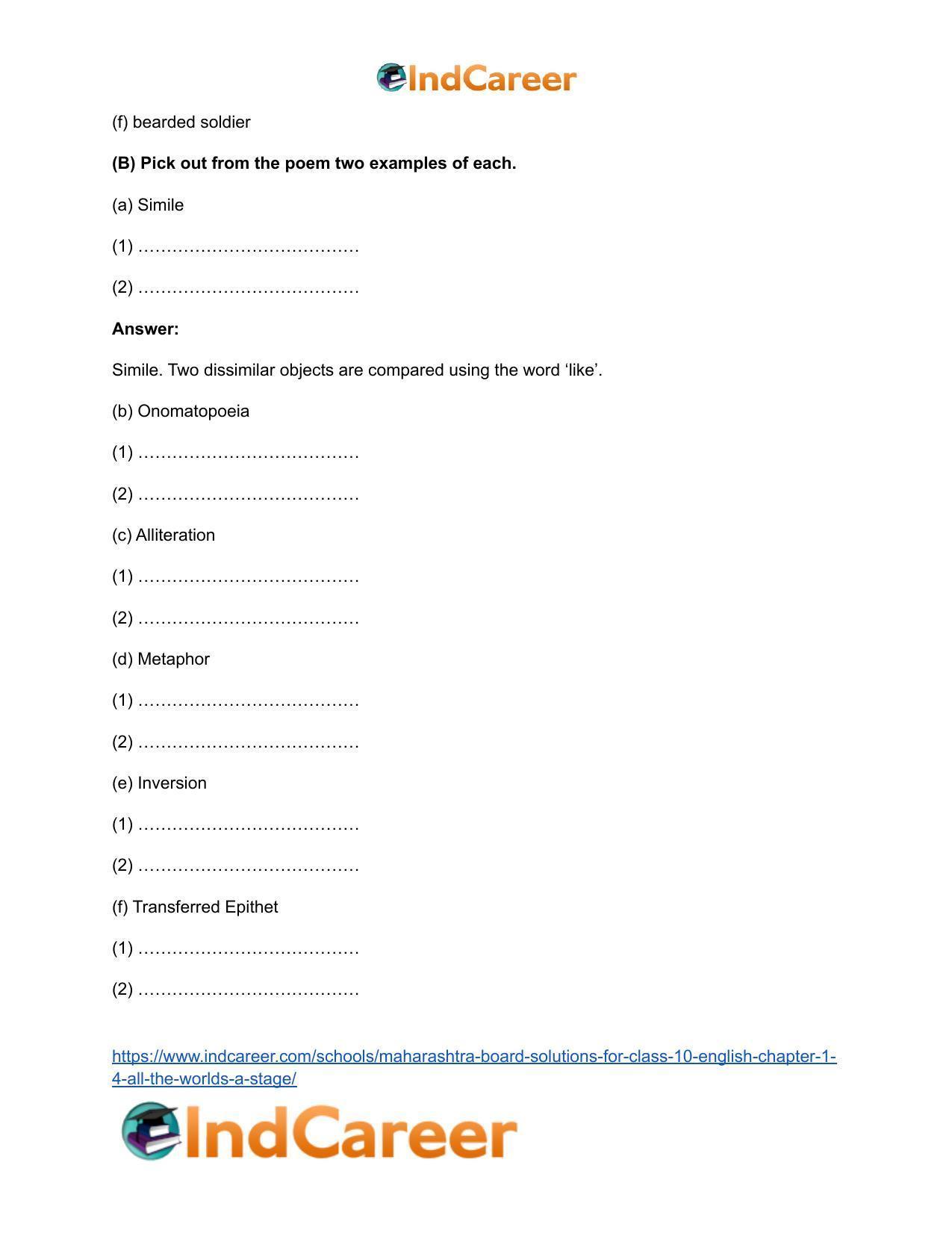 Maharashtra Board Solutions for Class 10- English: Chapter 1.4- All the World’s a Stage - Page 11