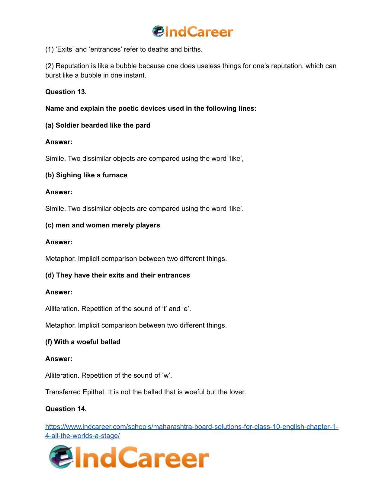 Maharashtra Board Solutions for Class 10- English: Chapter 1.4- All the World’s a Stage - Page 15