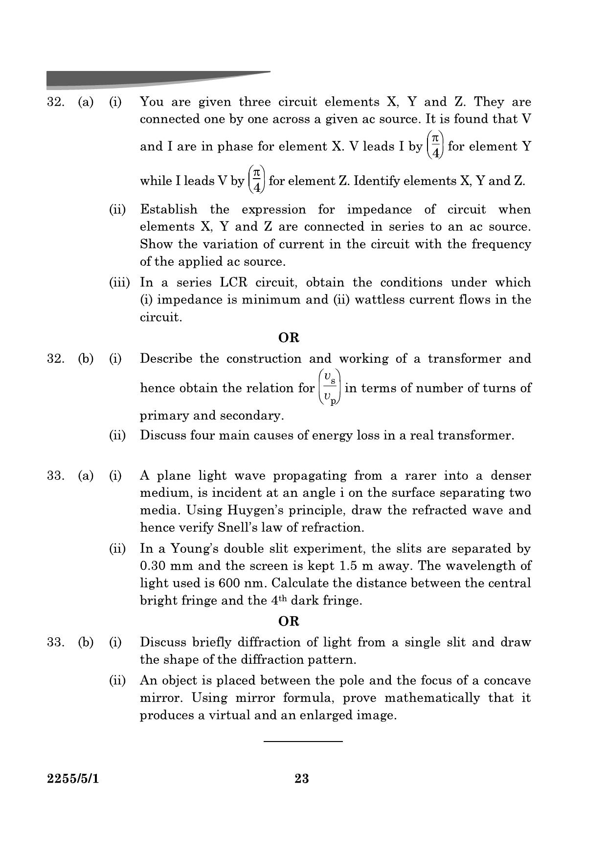 CBSE Class 12 55-5-1 Physics 2024 Question Paper - Page 23