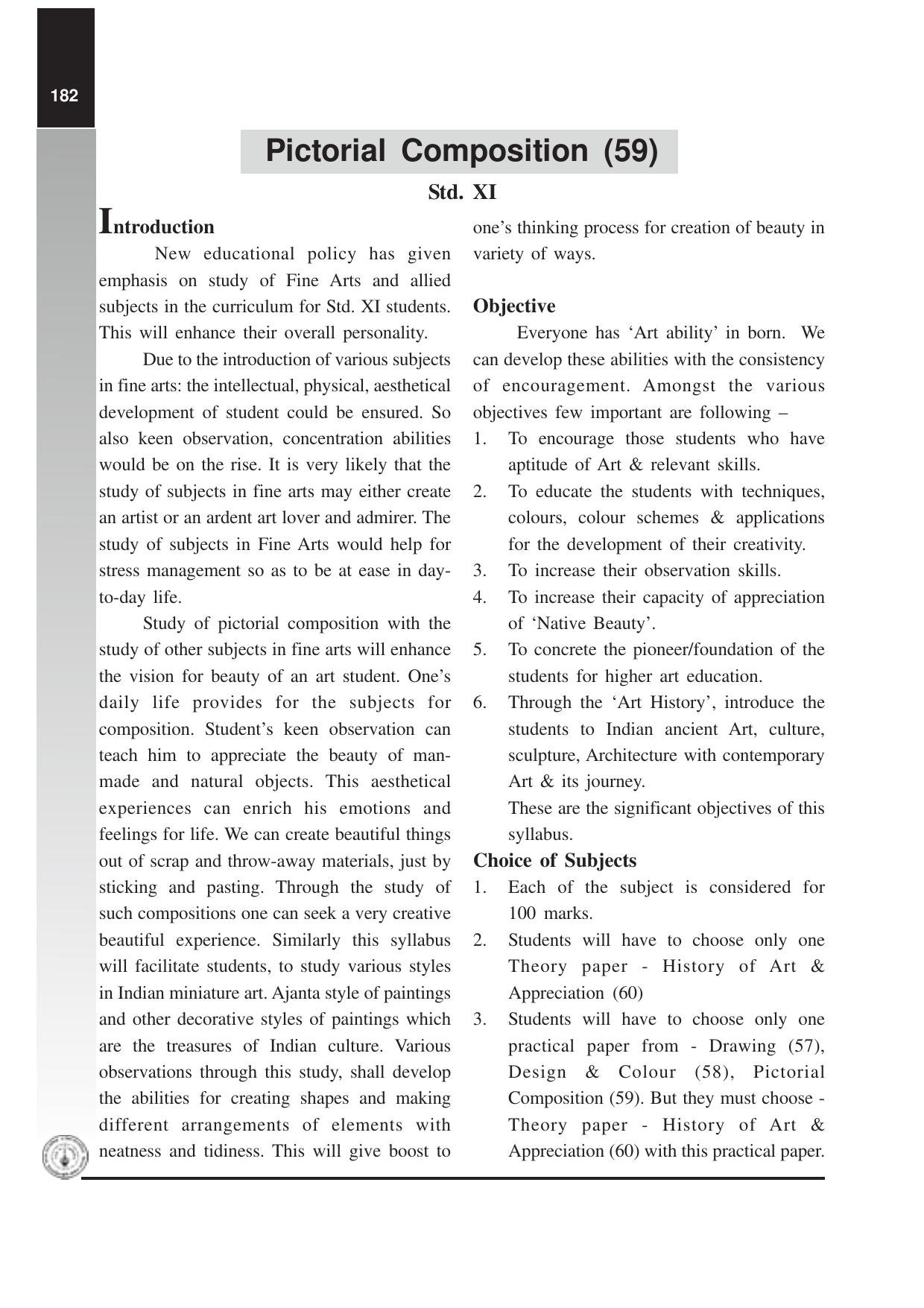 Maharashtra HSC Pictorial Composition Syllabus  - Page 1