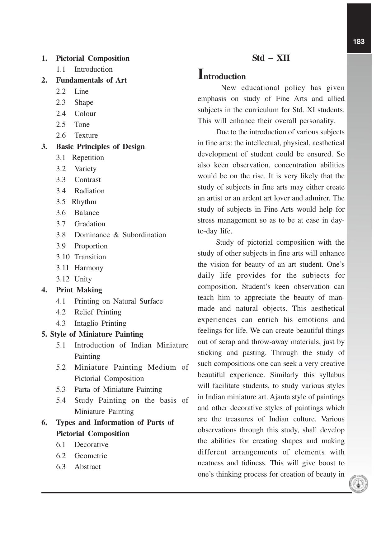 Maharashtra HSC Pictorial Composition Syllabus  - Page 2
