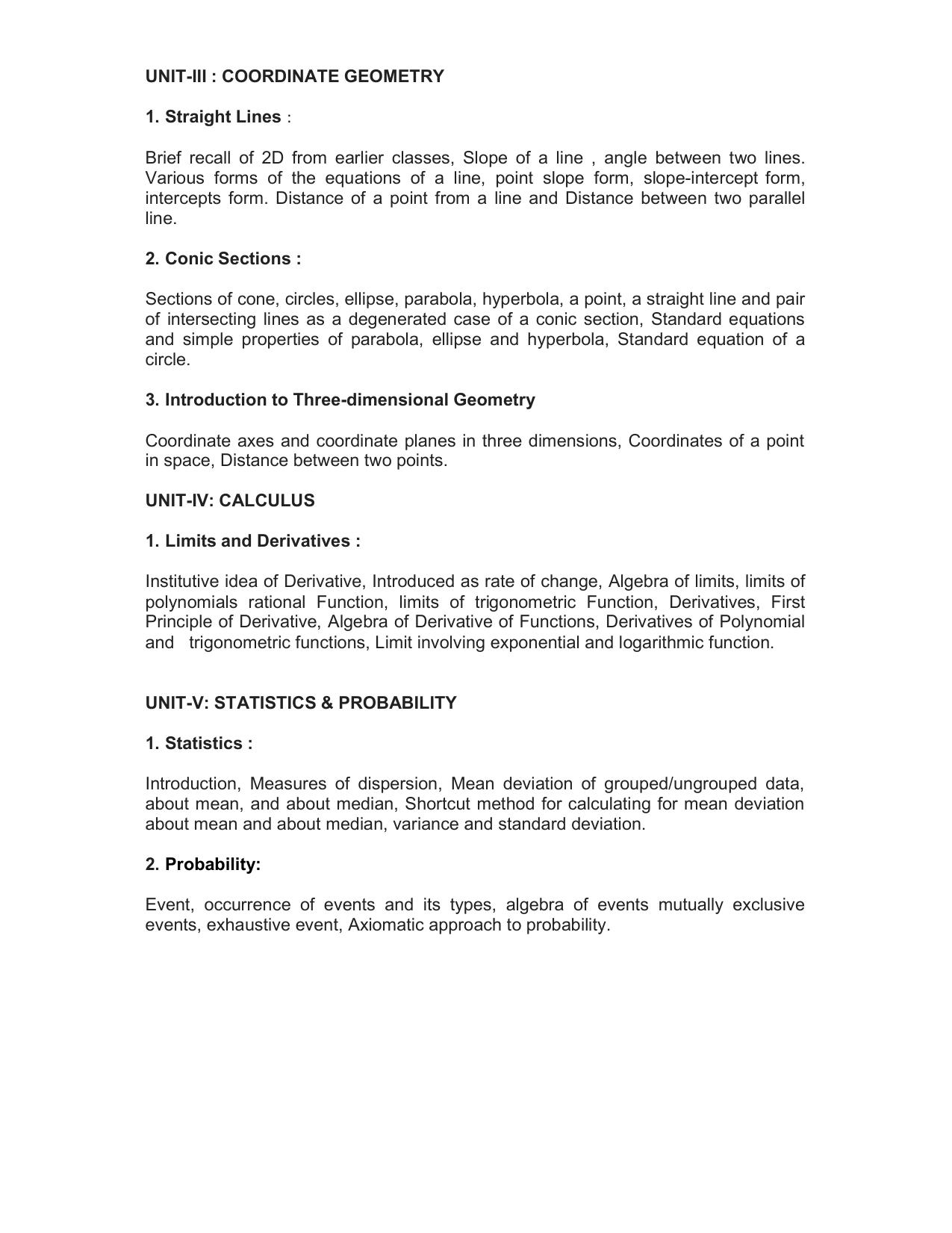 HP Board Class 11th Syllabus for Math - Page 3