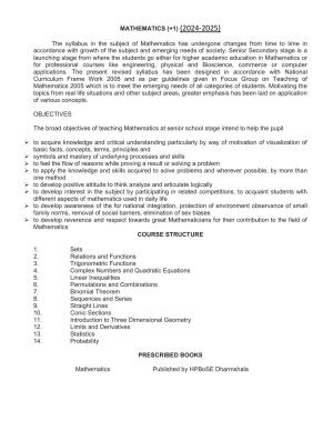 HP Board Class 11th Syllabus for Math