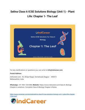 Selina Class 6 ICSE Solutions Biology (Unit 1) - Plant Life: Chapter 1- The Leaf