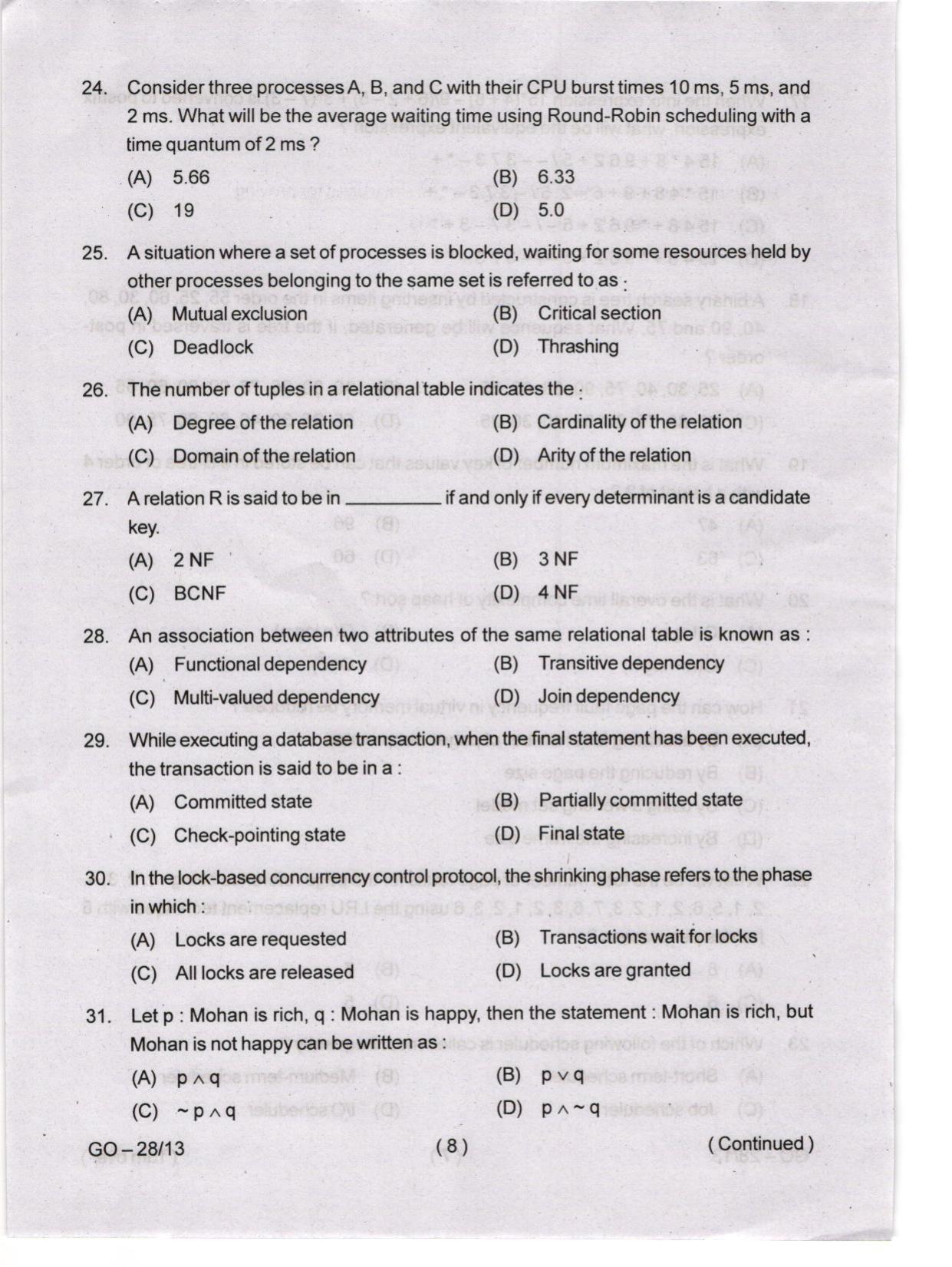 Odisha CPET 2024 COMPUTER SCIENCE Question Paper - Page 8