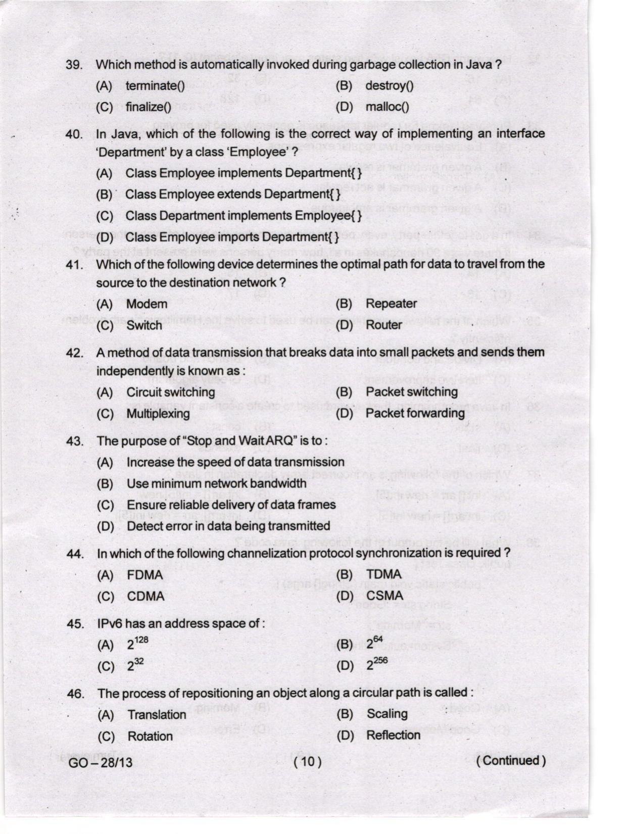Odisha CPET 2024 COMPUTER SCIENCE Question Paper - Page 10