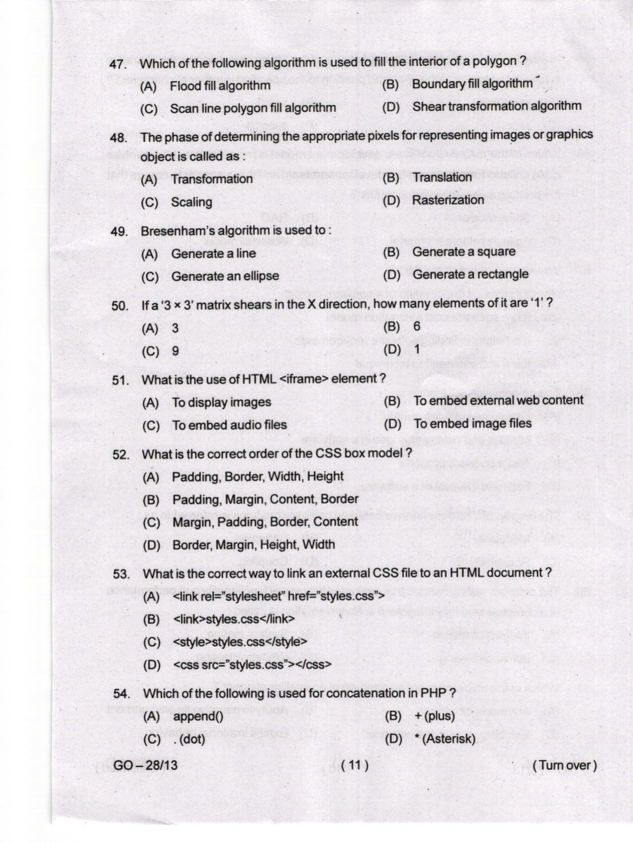 Odisha CPET 2024 COMPUTER SCIENCE Question Paper - Page 11