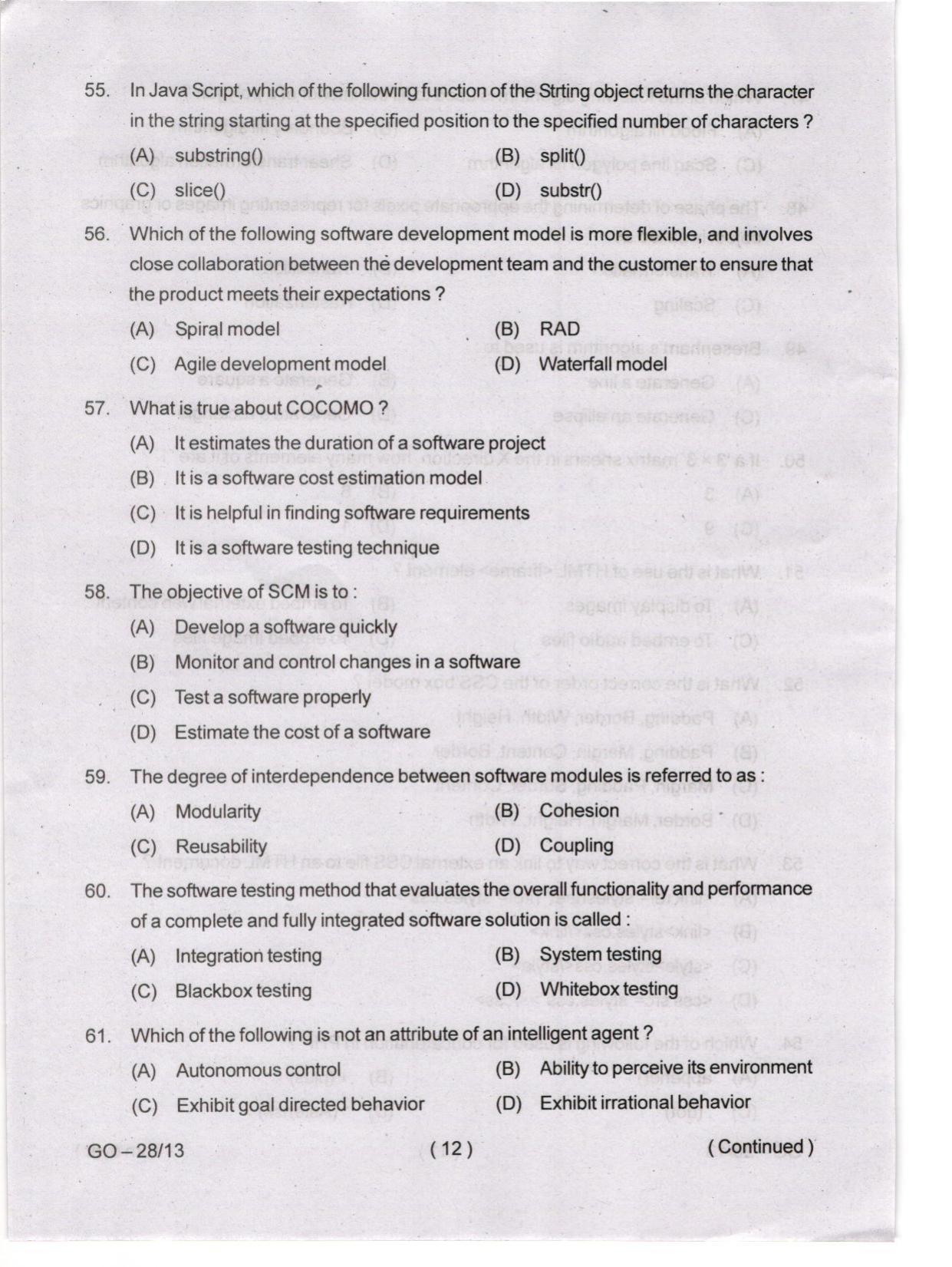 Odisha CPET 2024 COMPUTER SCIENCE Question Paper - Page 12