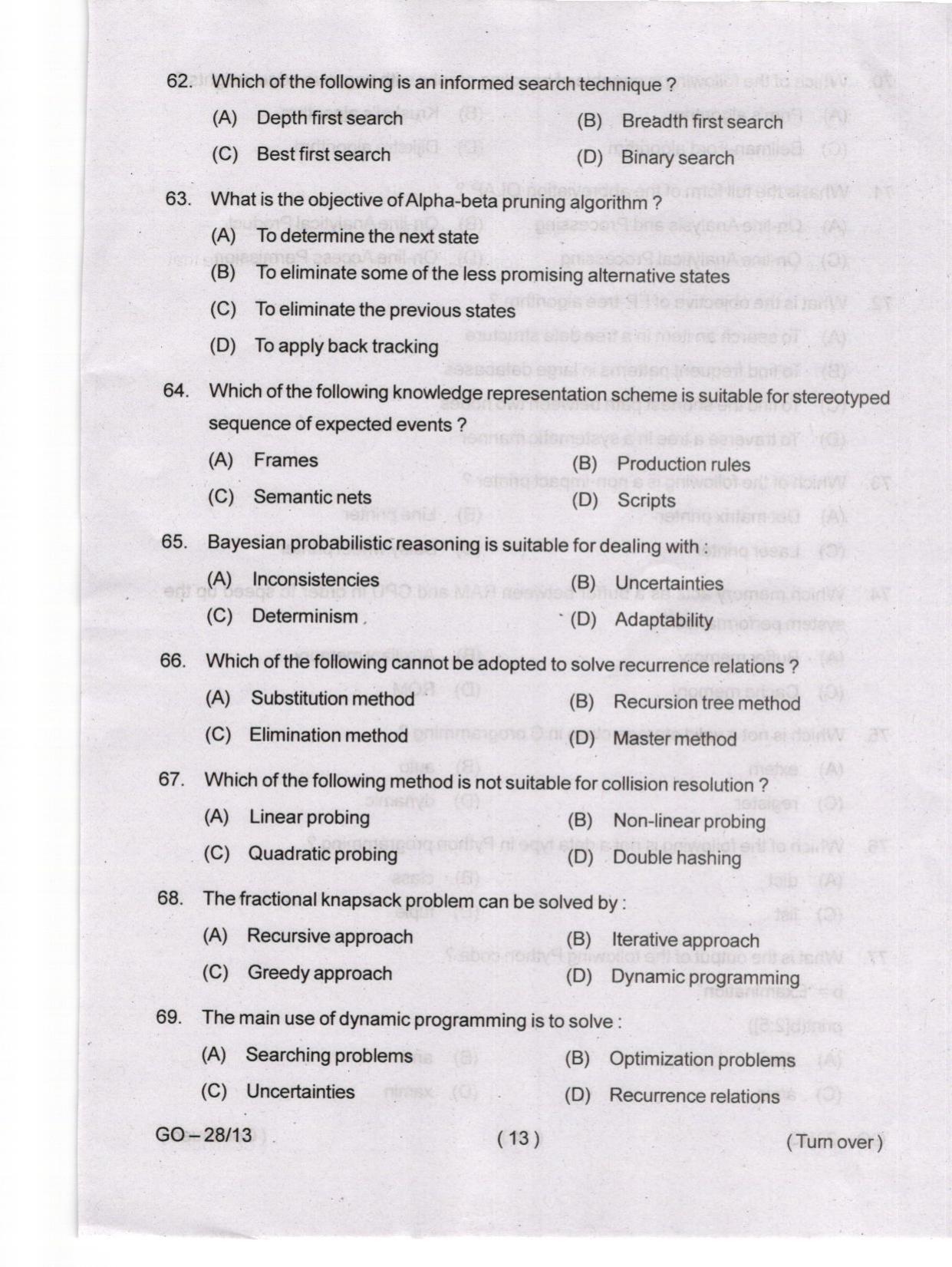 Odisha CPET 2024 COMPUTER SCIENCE Question Paper - Page 13