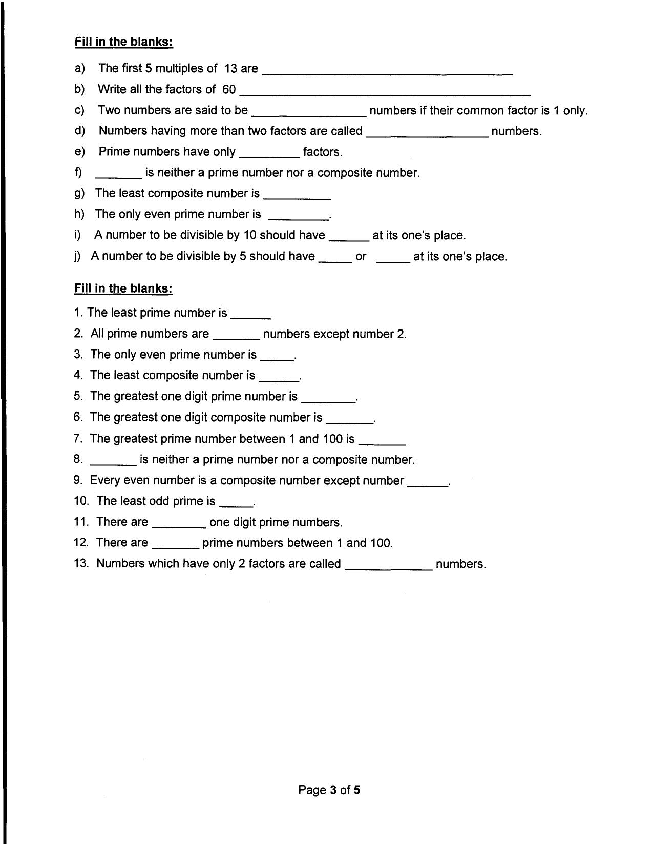 Worksheet for Class 5 Maths Unitary Worksheets Assignment - Page 2