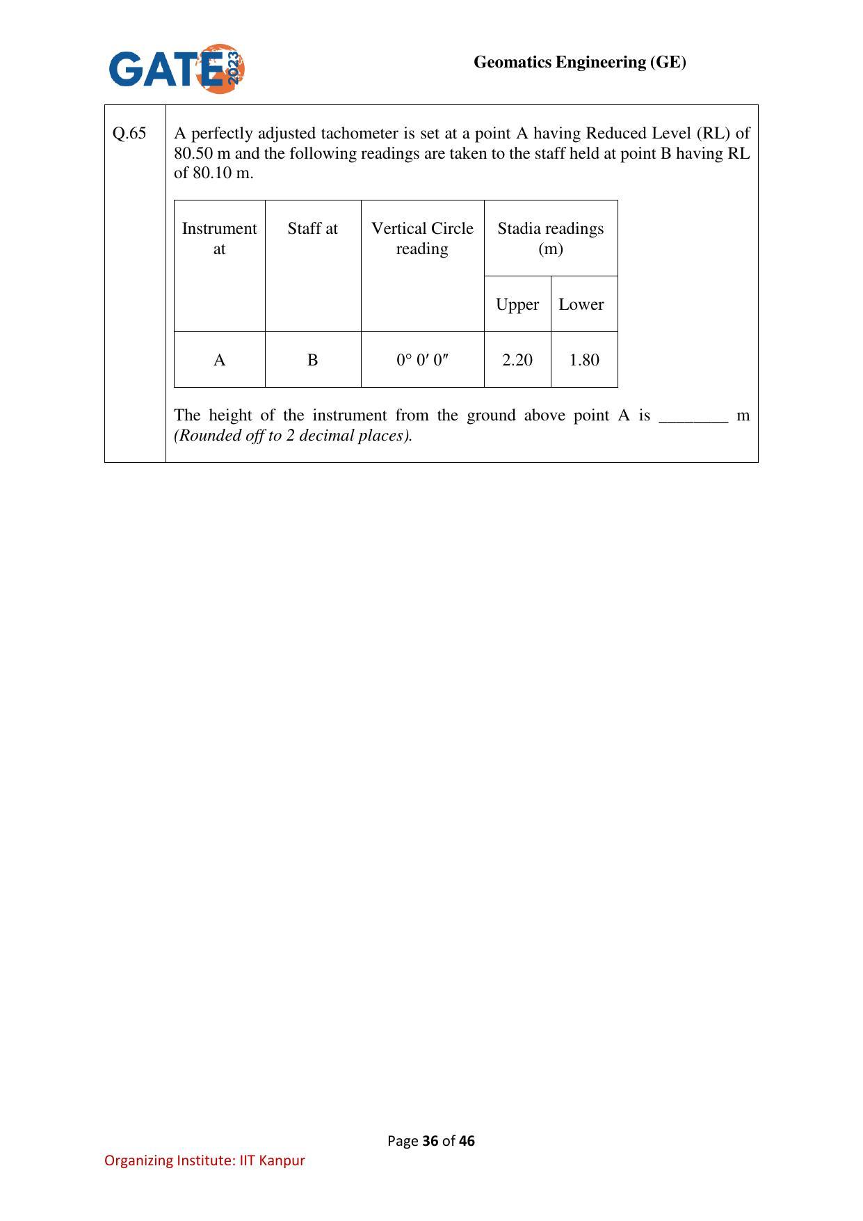 GATE 2023 Geomatics Engineering (GE) Question Paper - Page 36